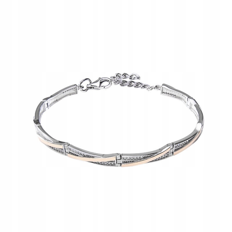 Náramek se zlatem a zirkony, stříbro