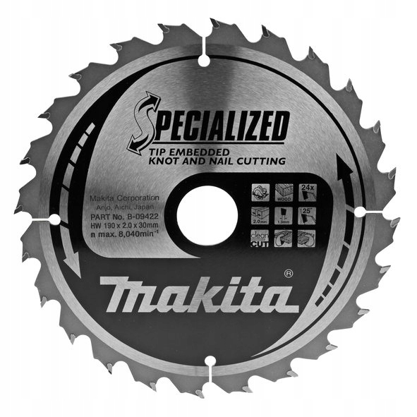 

Tarcza specjalizowana Makita B-09422 190x30mm 24Z