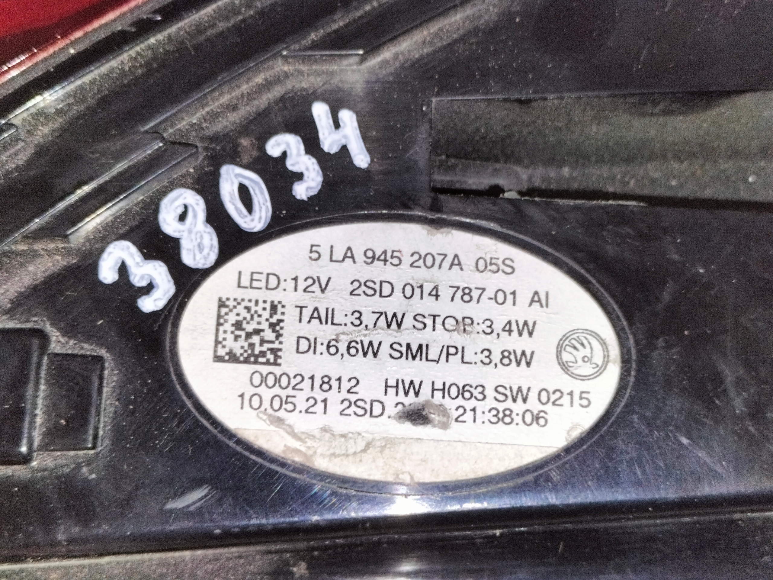 light rear rear part left SKODA ENYAQ 21- LED