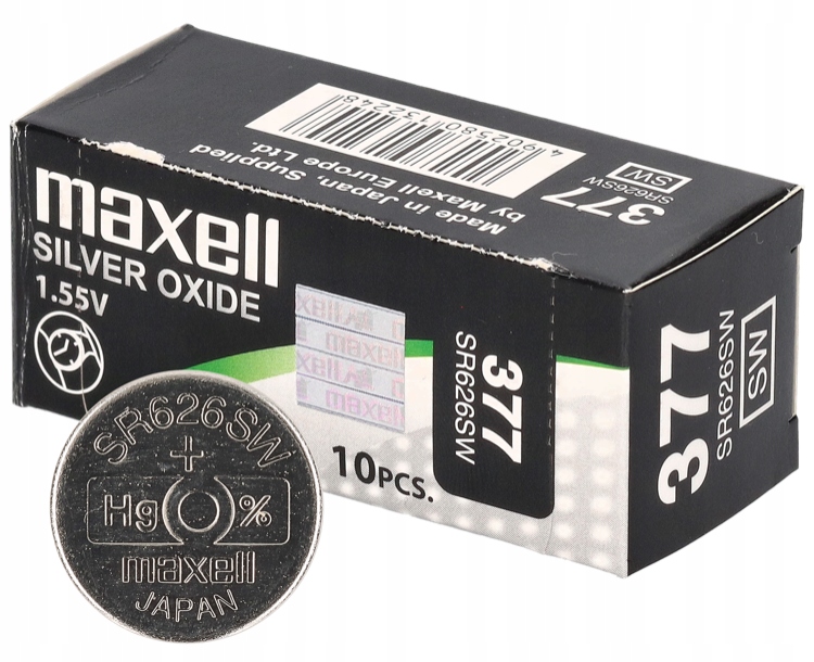 

Baterie srebrowe Maxell 1,55V SR626SW 377 10szt.