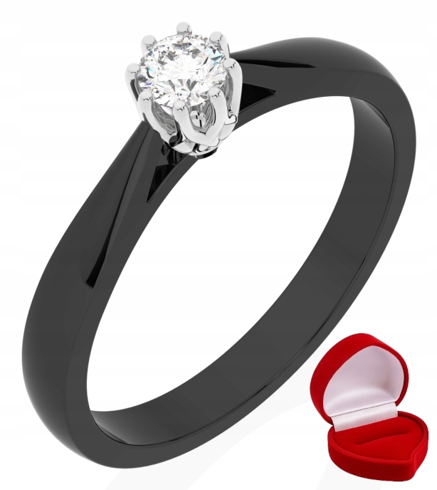 Prstýnek Matilde, černé zlato, diamant lab. 0,14 ct R24