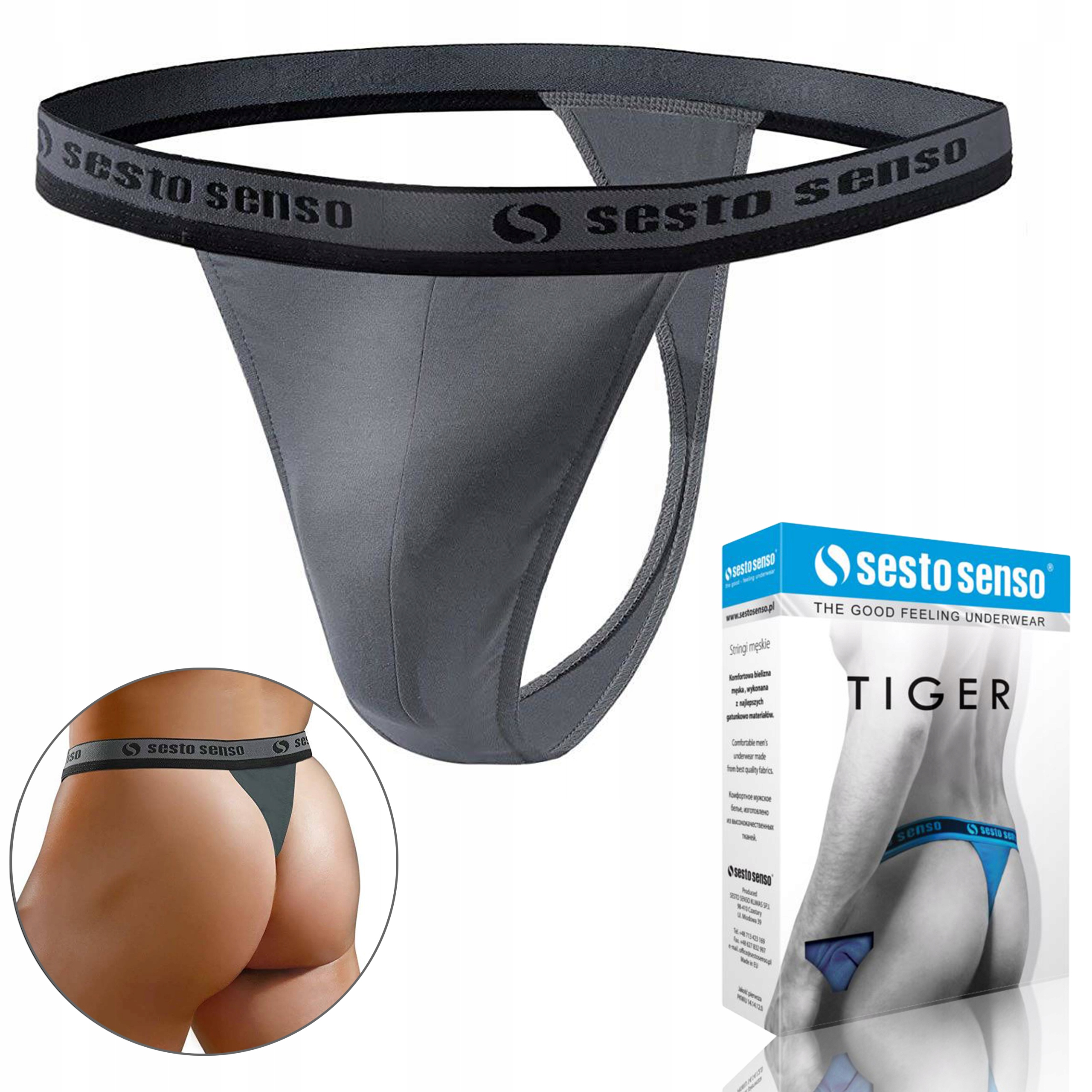 

Stringi męskie Sesto Senso Tiger, grafitowe, XXL