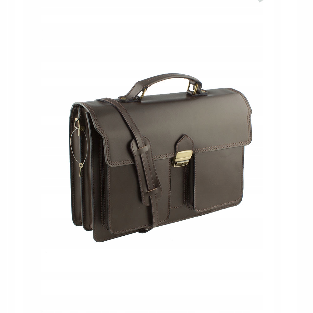 WŁOSKA TECZKA AKTÓWKA MĘSKA SKÓRZANA NESESER DUŻA BRĄZOWA