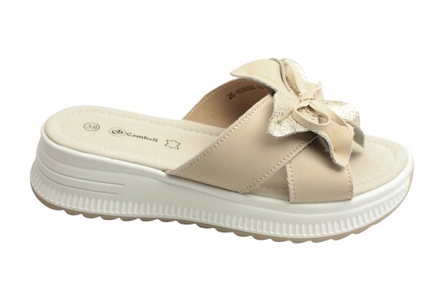 Cambell Nazouváky 26-40355BG vel. 38 Béžová kůže s květem