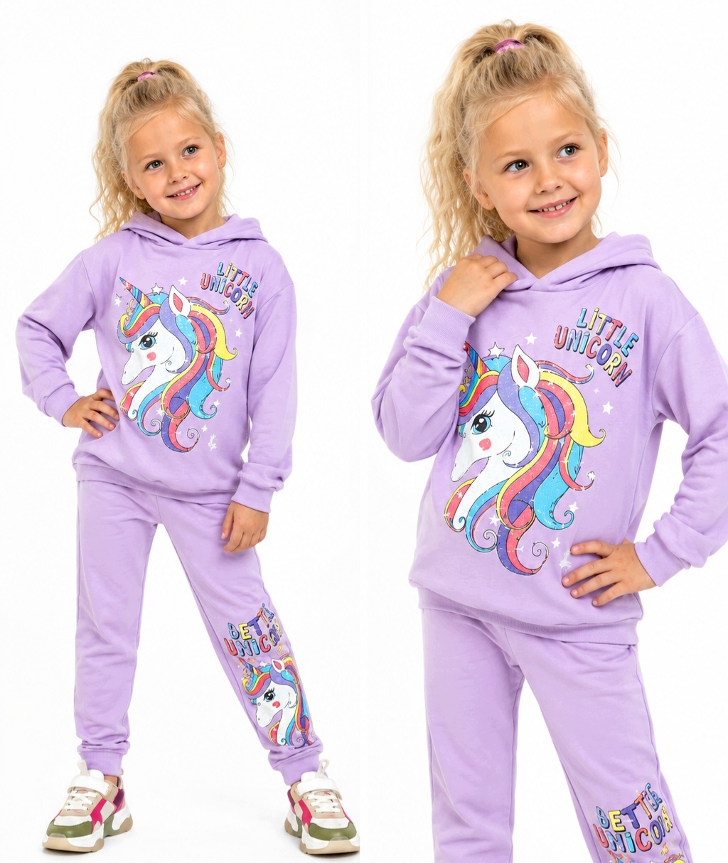 Dres sportowy 104 bluza spodnie Komplet dla dziewczynki Unicorn Jednorożec