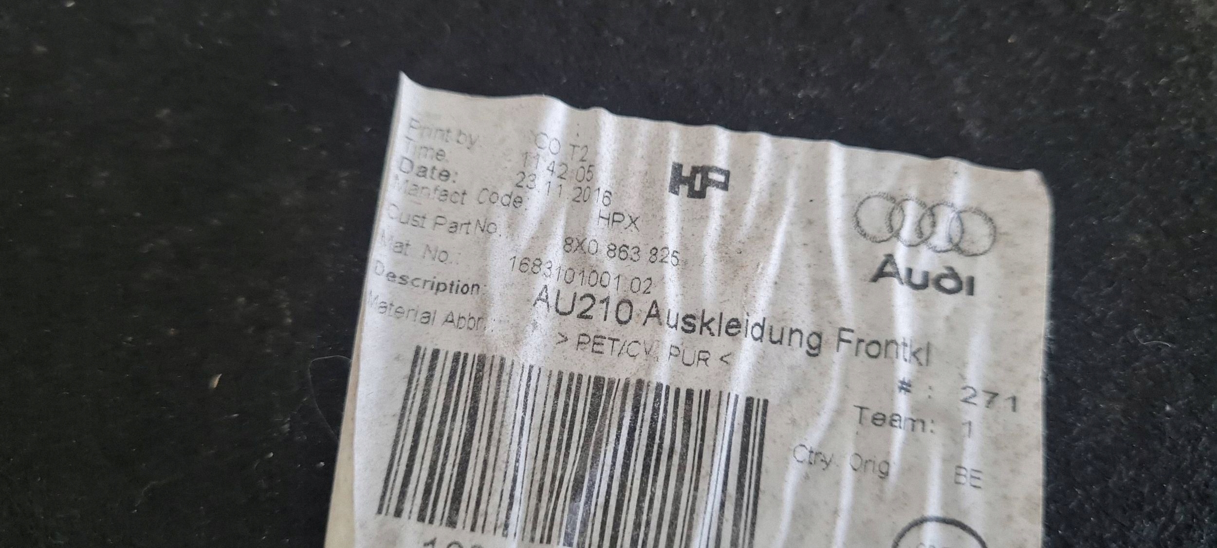 A1 insonorisation PODBITKA insonorisation du capot AUDI A1 8X