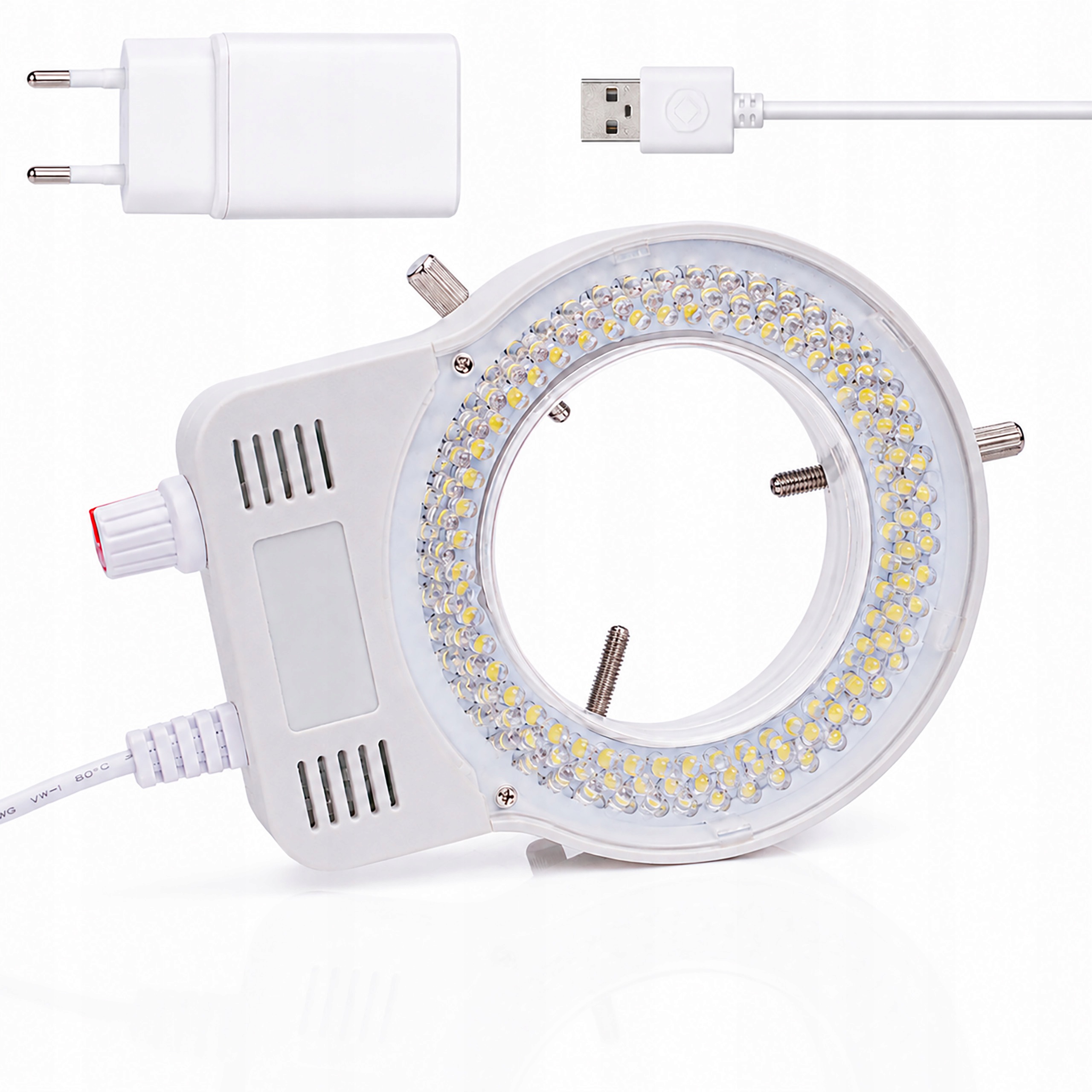 Osvětlení do mikroskopu kruhová lampa Led 144 Bezstínová nastavitelná