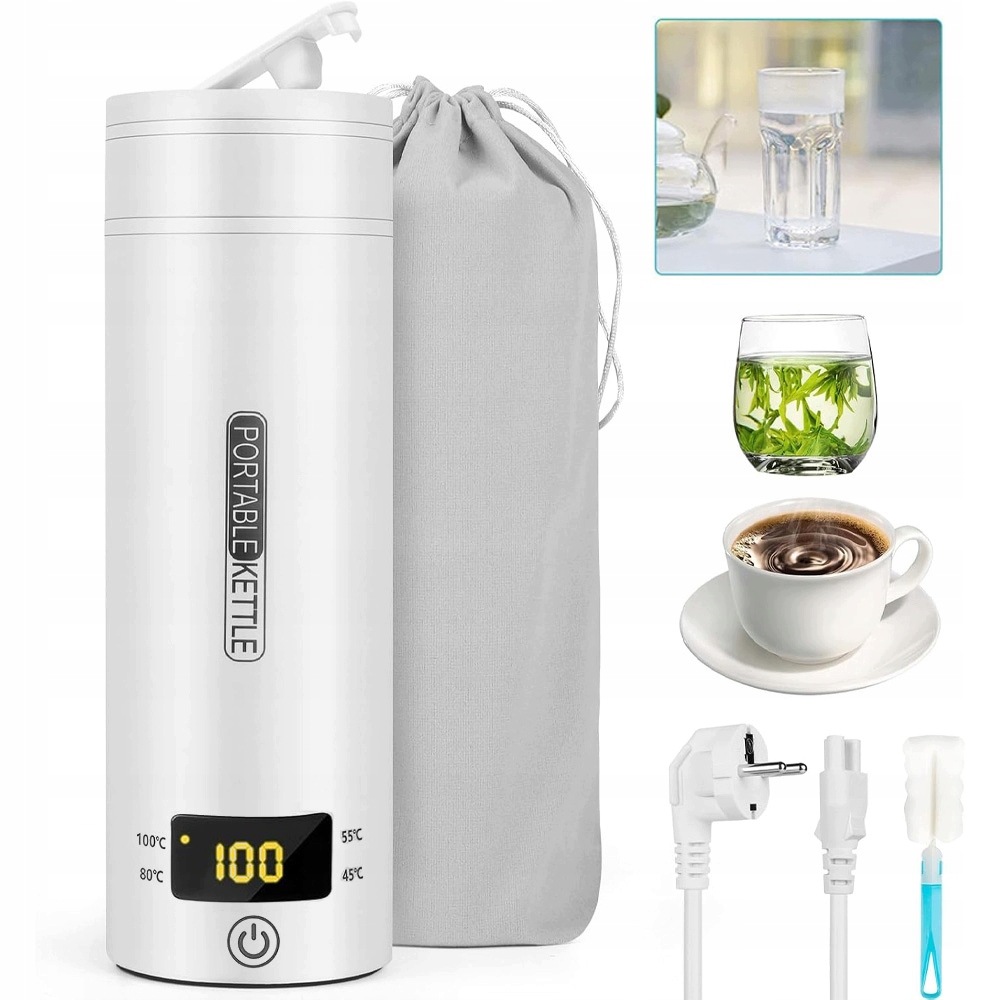 Přenosná Cestovní Mini Rychlovarná Konvice/elektrická Termoska S Displejem 450 ML