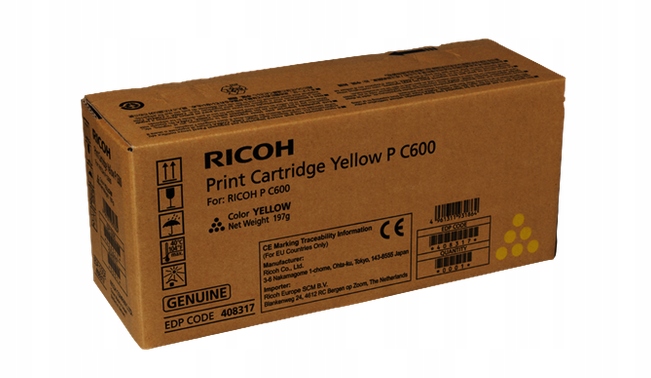 Toner Ricoh P C600 408317 Yellow Originál PC600 PC-600