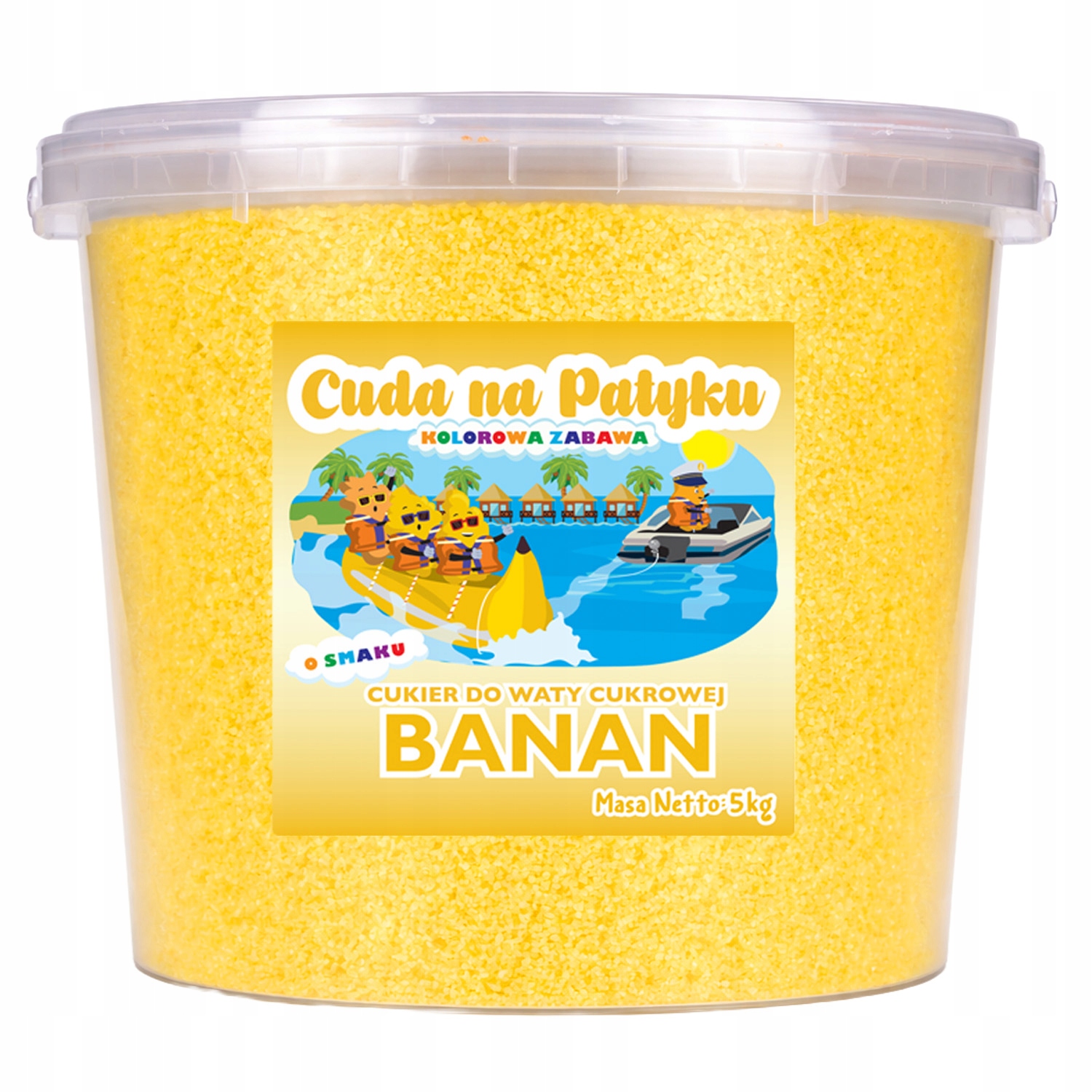 Barevný Cukr na cukrovou vatu s příchutí pro stroje 5 kg Banánový