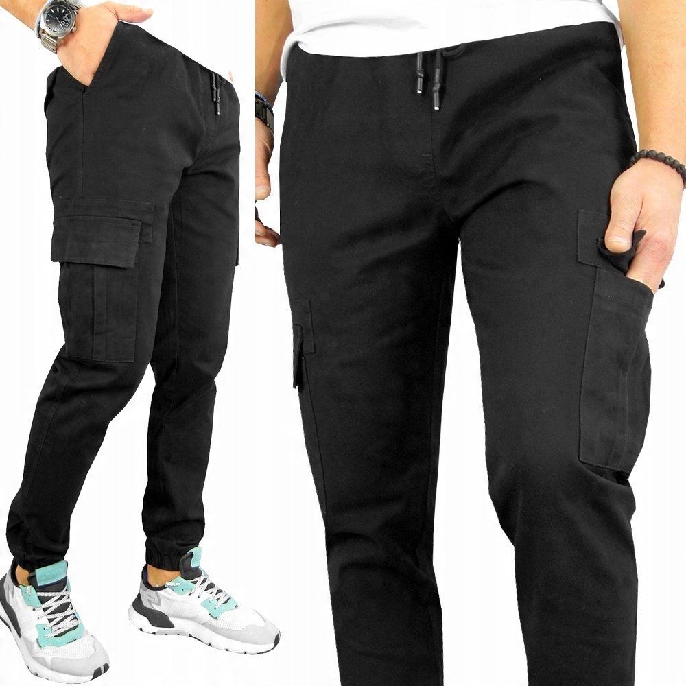 

Męskie Spodnie Joggery Bojówki Czarne 285 XL