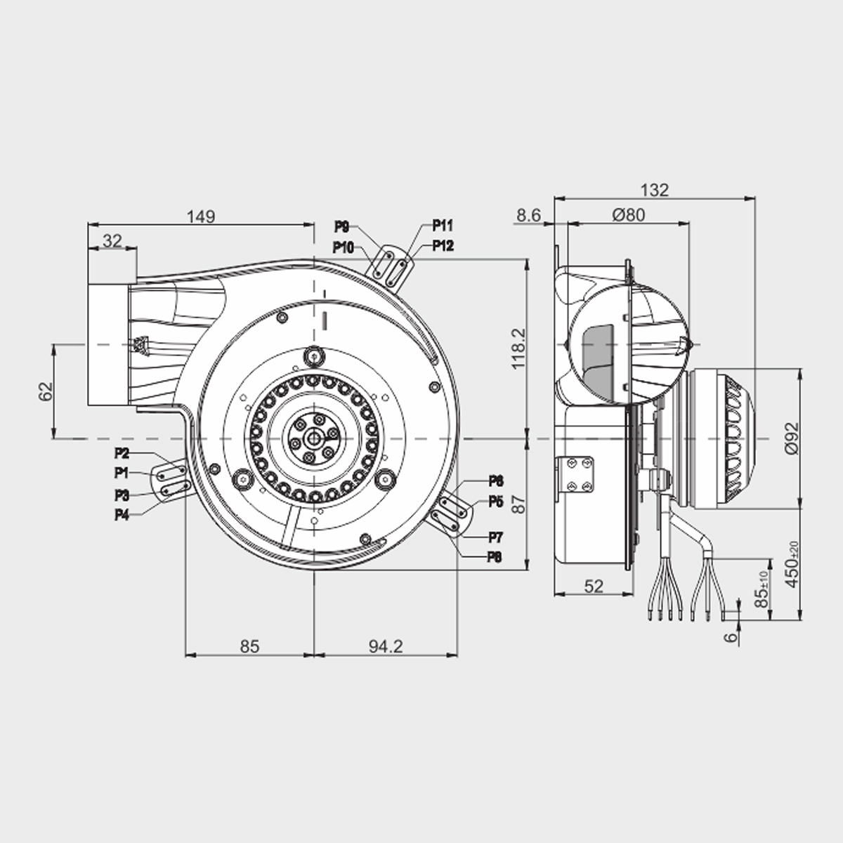 VÝFUKOVÝ VENTILÁTOR FURNACE BLOWER G2E 152/0020-3030 DOMER Značka Domer