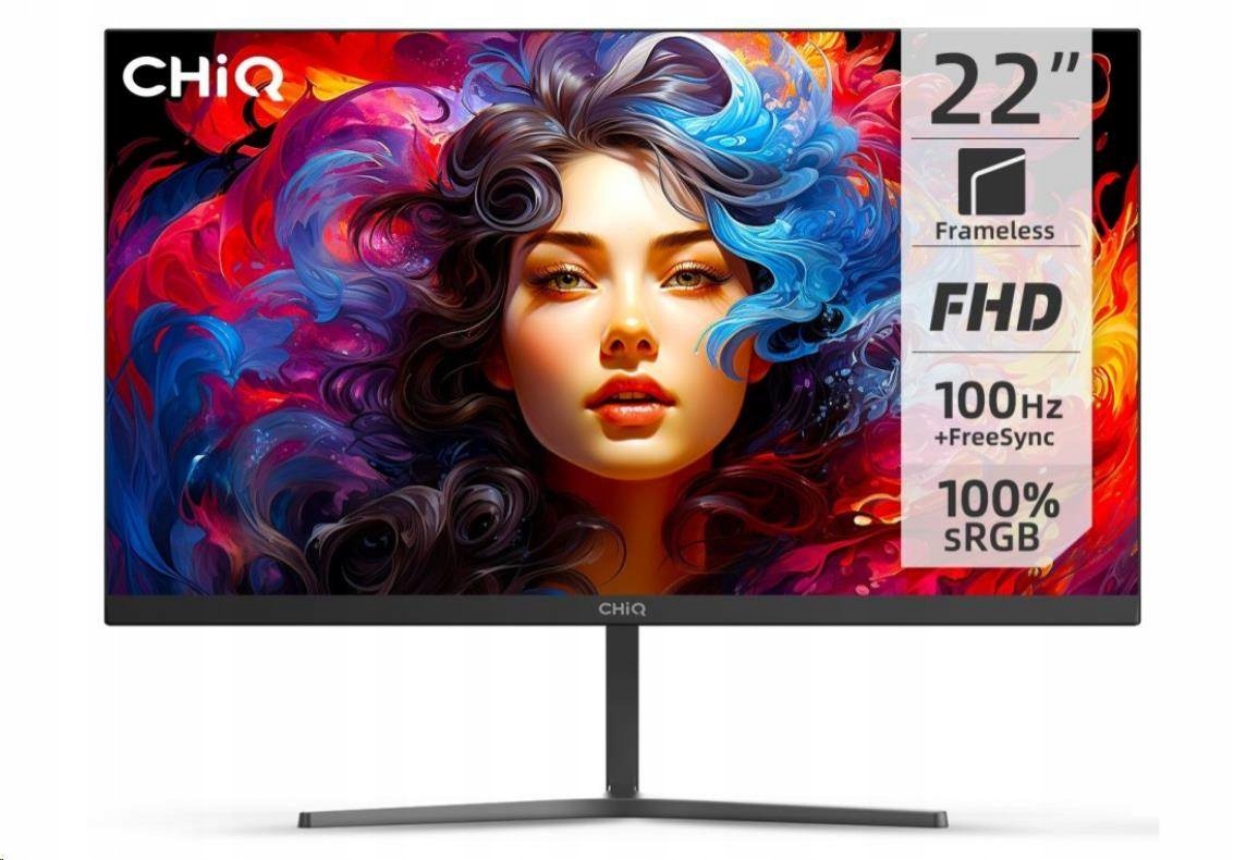 CHiQ 22" UltraSlim monitor 22F650 Fhd, 100 Hz, Frameless, černý 22F650