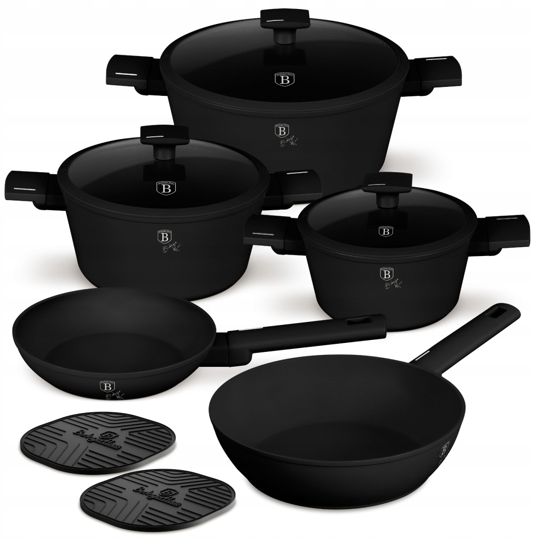 Sada 10-ks hrncov a panvíc BerlingerHaus BH-8197 Matte Black Collection