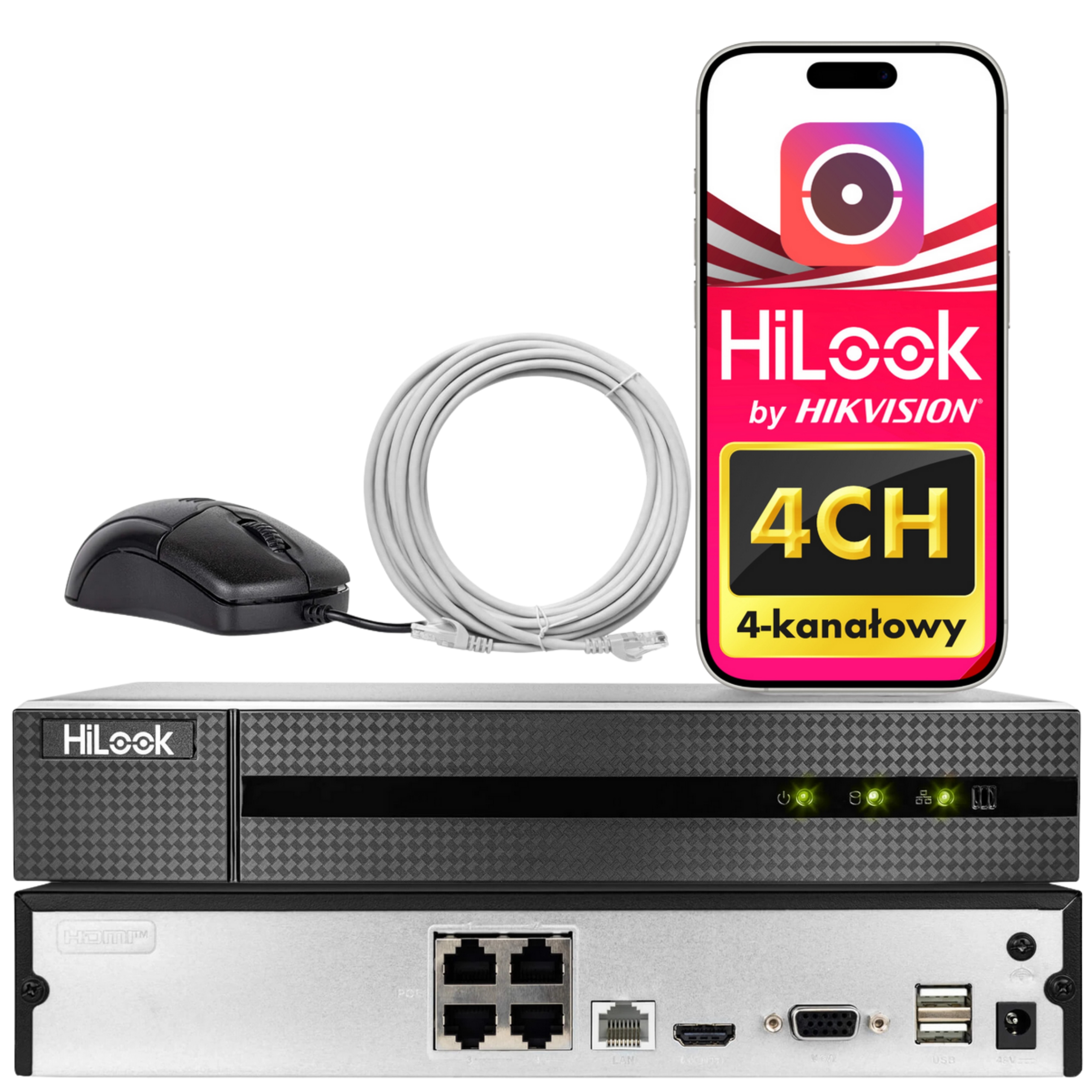 Rejestrator 4 Kanałowy Ip Do Monitoringu Do 4MPX Hilook By Hikvision
