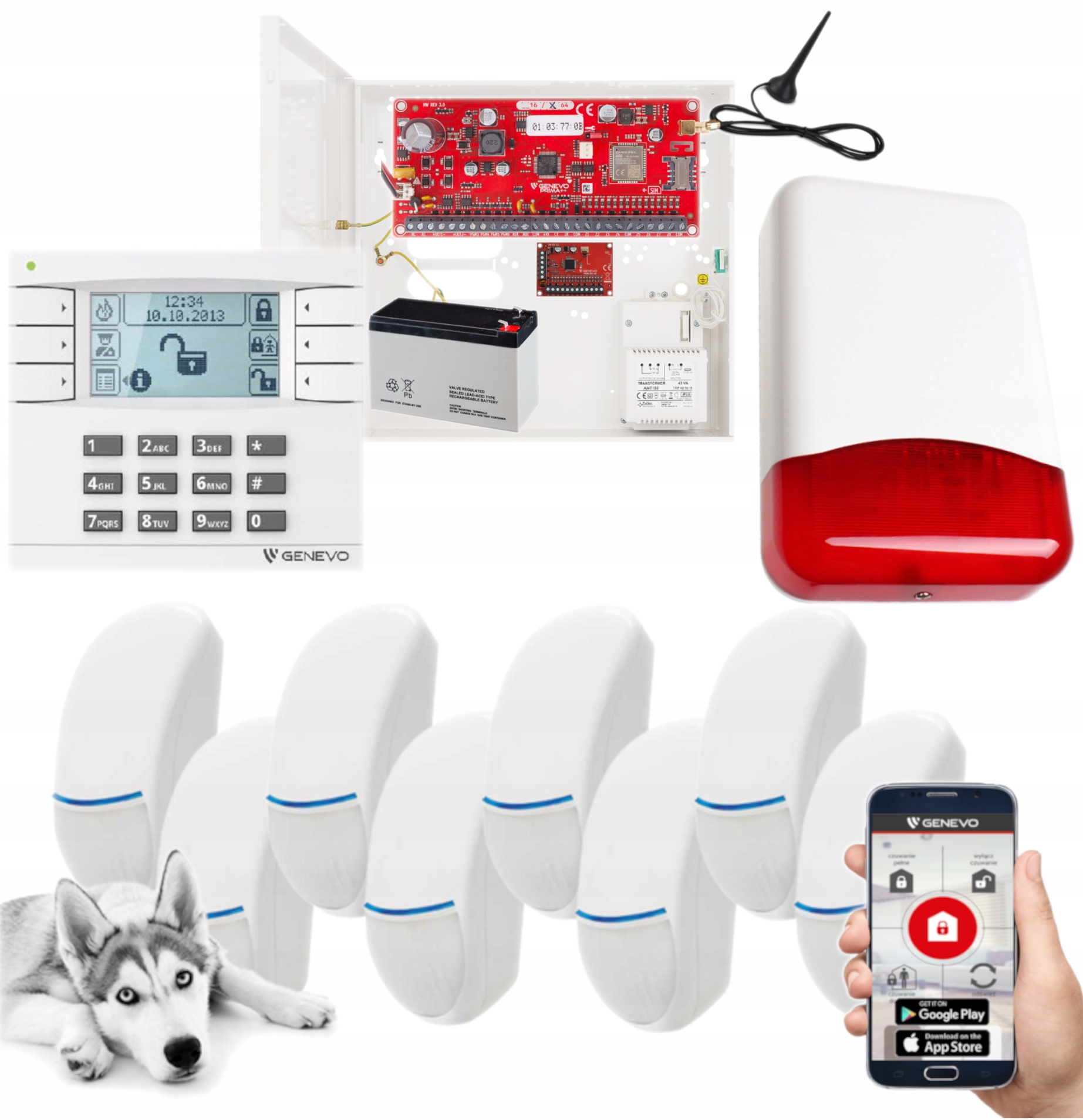 Genevo PRiMA16Q System Alarmowy Z Gsm Do Domu 8 Czujek Bingo Plus Aplikacja