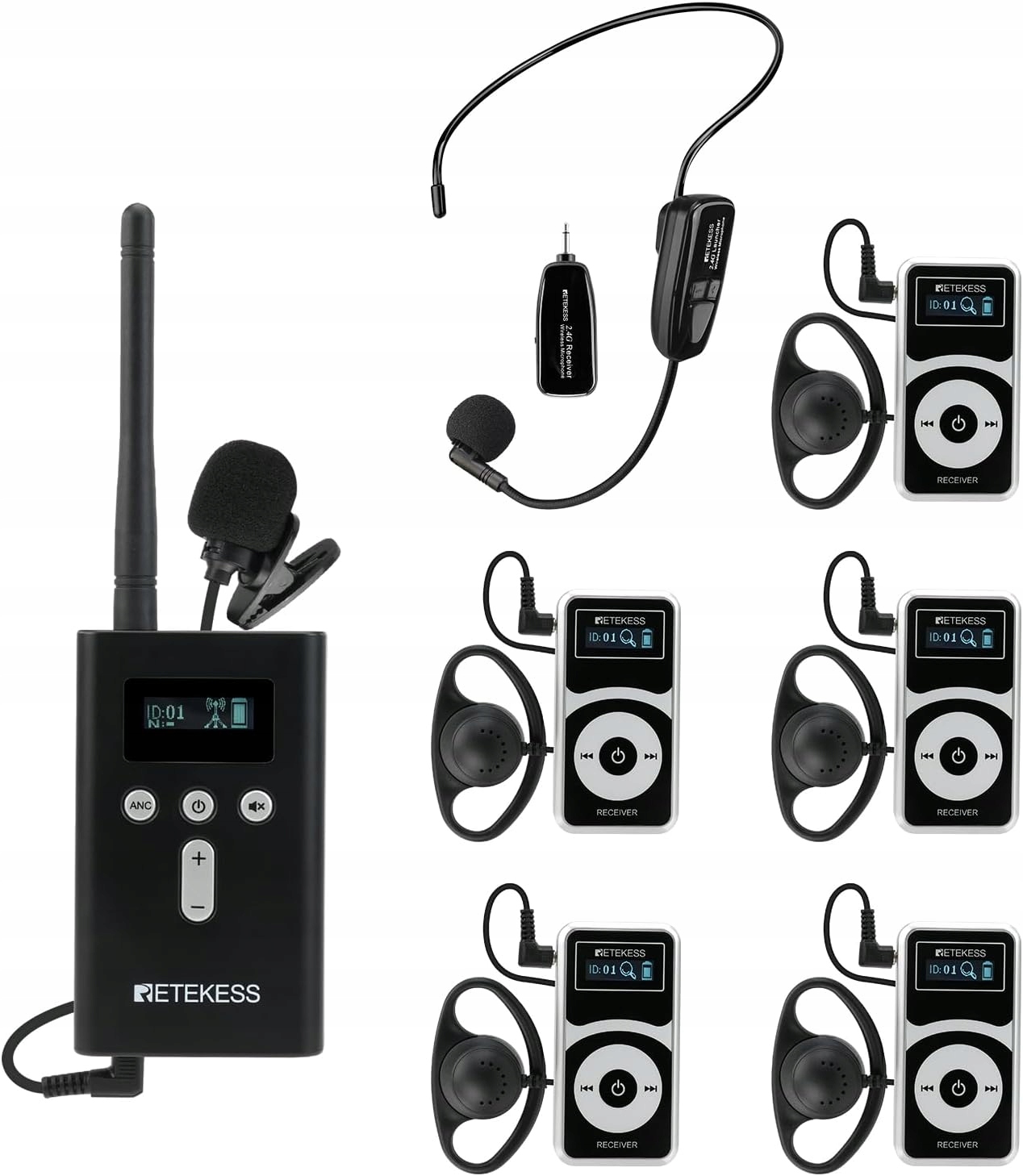 Retekess T130P(T130 3rd)Sada Tour Guide Redukce šumu Audio kabely