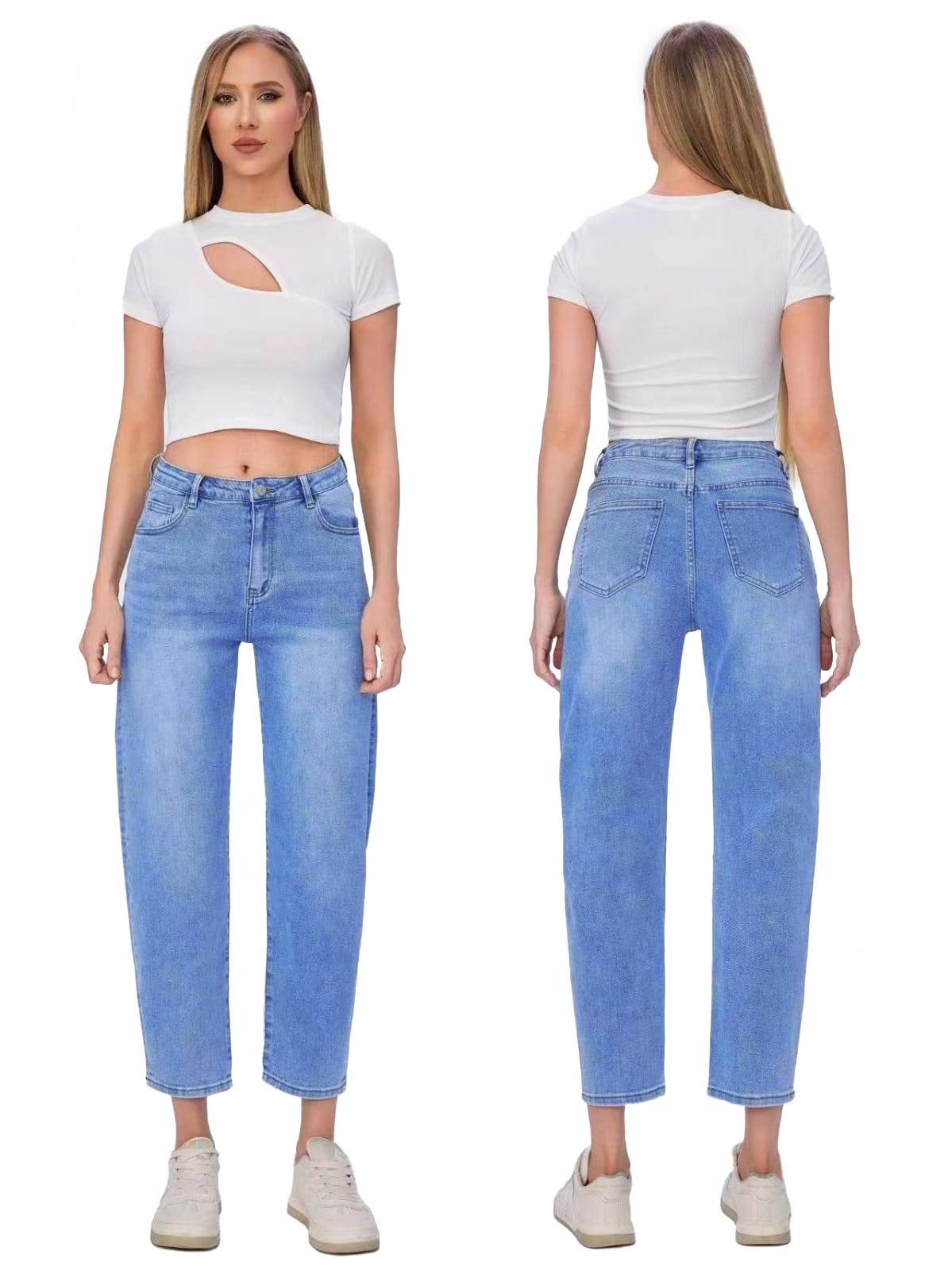 Balloon Módní Dámské Džínové Kalhoty Modré S Vysokým Pasem