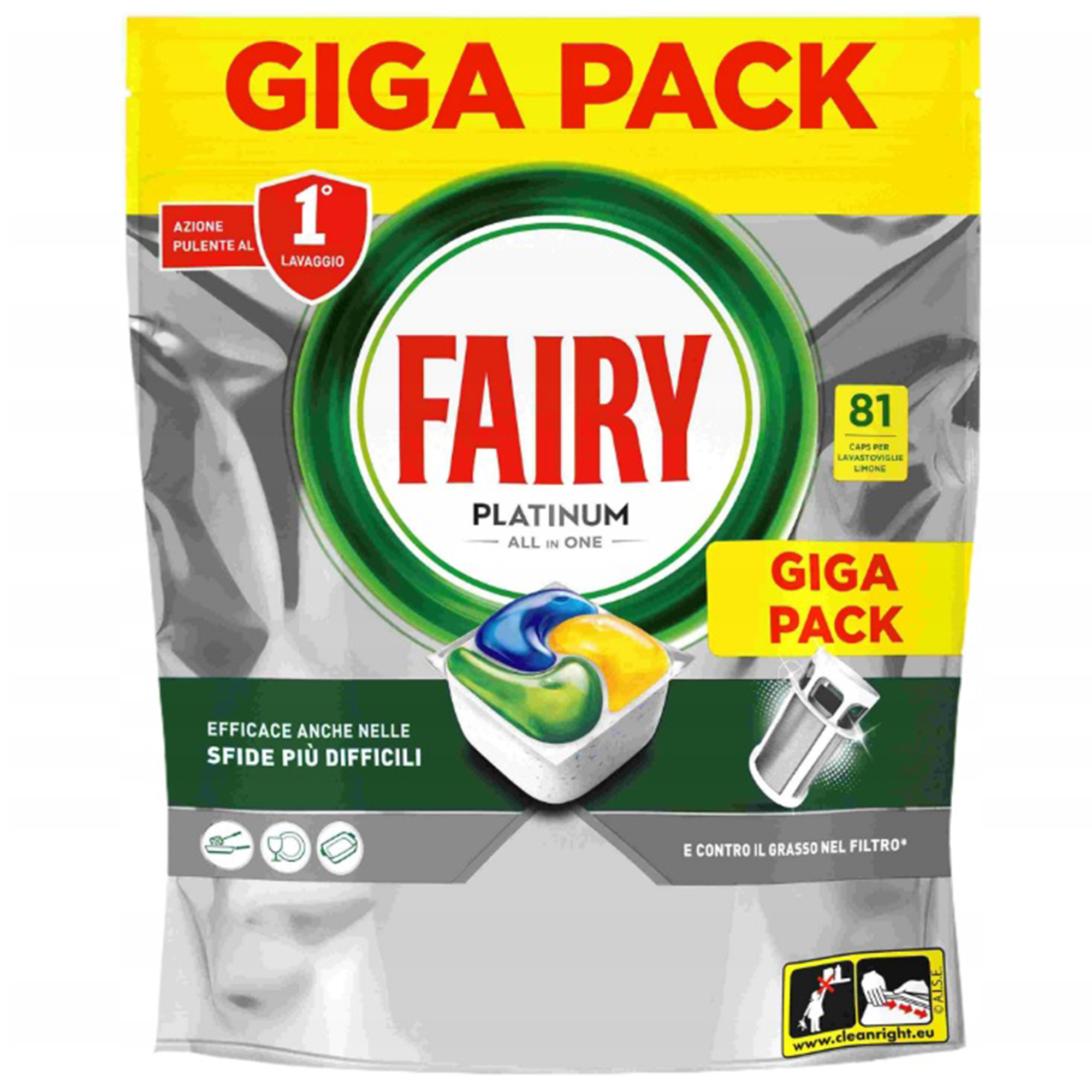 Levně Fairy Platinum All-in-One Kapsle do myčky Lemon Citron 81 ks