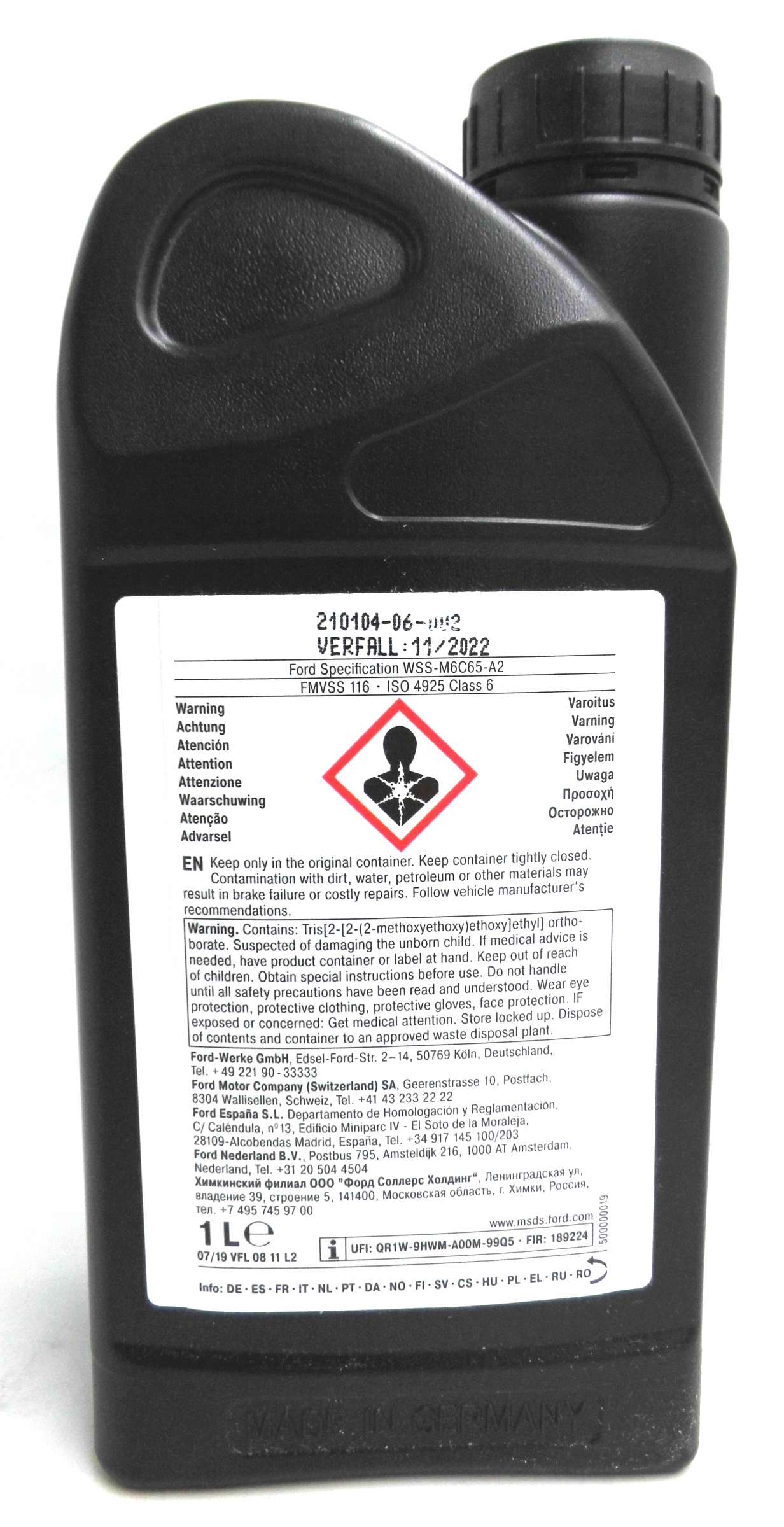 PŁYN HAMULCOWY FORD 1L DOT 4 LV HIGH PERFORMANCE Pojemność opakowania 1000 ml