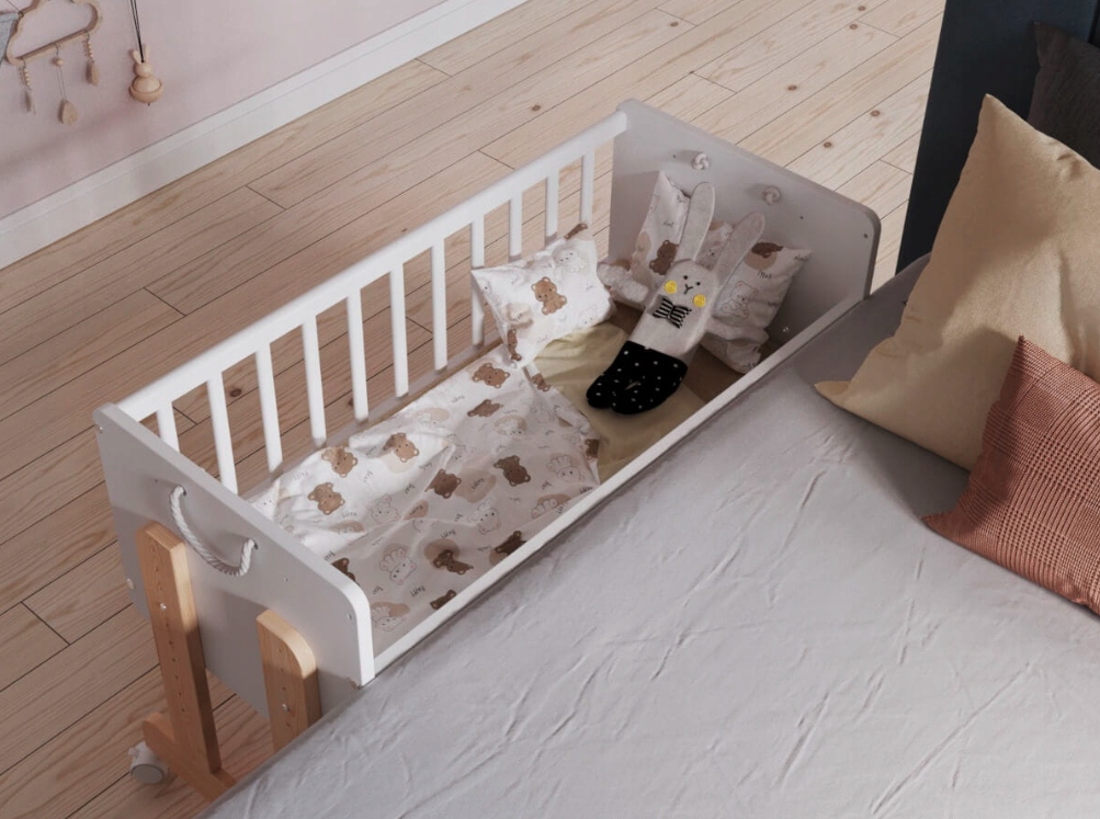 DZIECIĘCE NIEMOWLĘCE DOSTAWNE ŁÓŻECZKO 90x40 CM Kolor biały