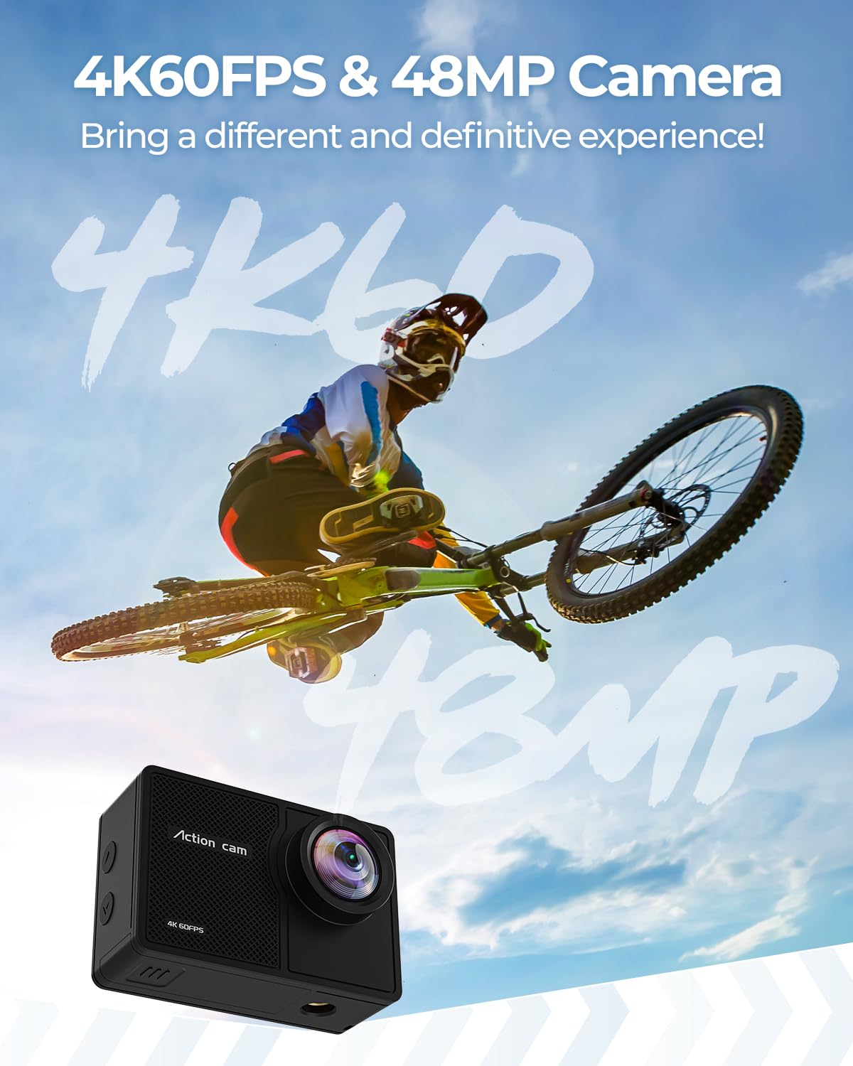 TIMNUT Kamera Sportowa 4K 60FPS 48MP WiFi Wodoodporna 40M 64G SD Karta — miniatura 3