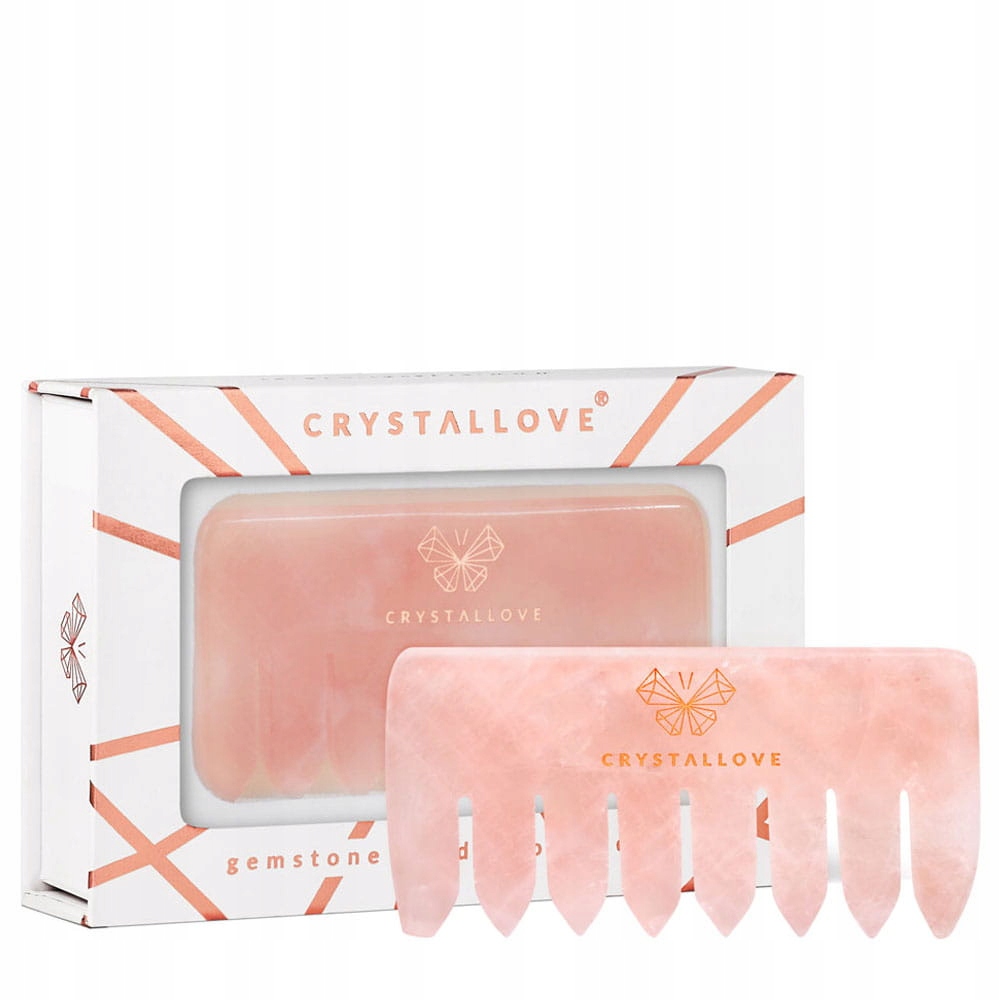 Crystallove Grzebień z Kwarcu Różowego do masażu