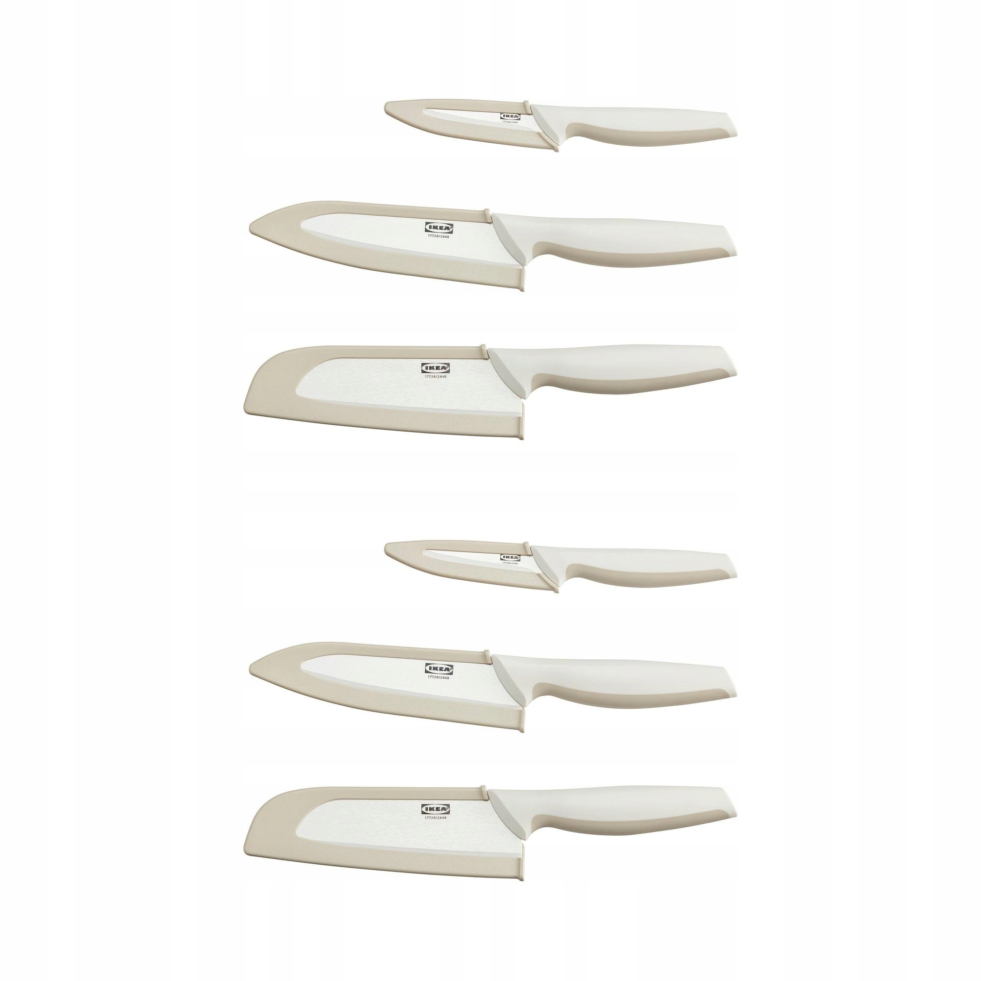 2 ks Sada 3 keramických nožů Bílá Béžová