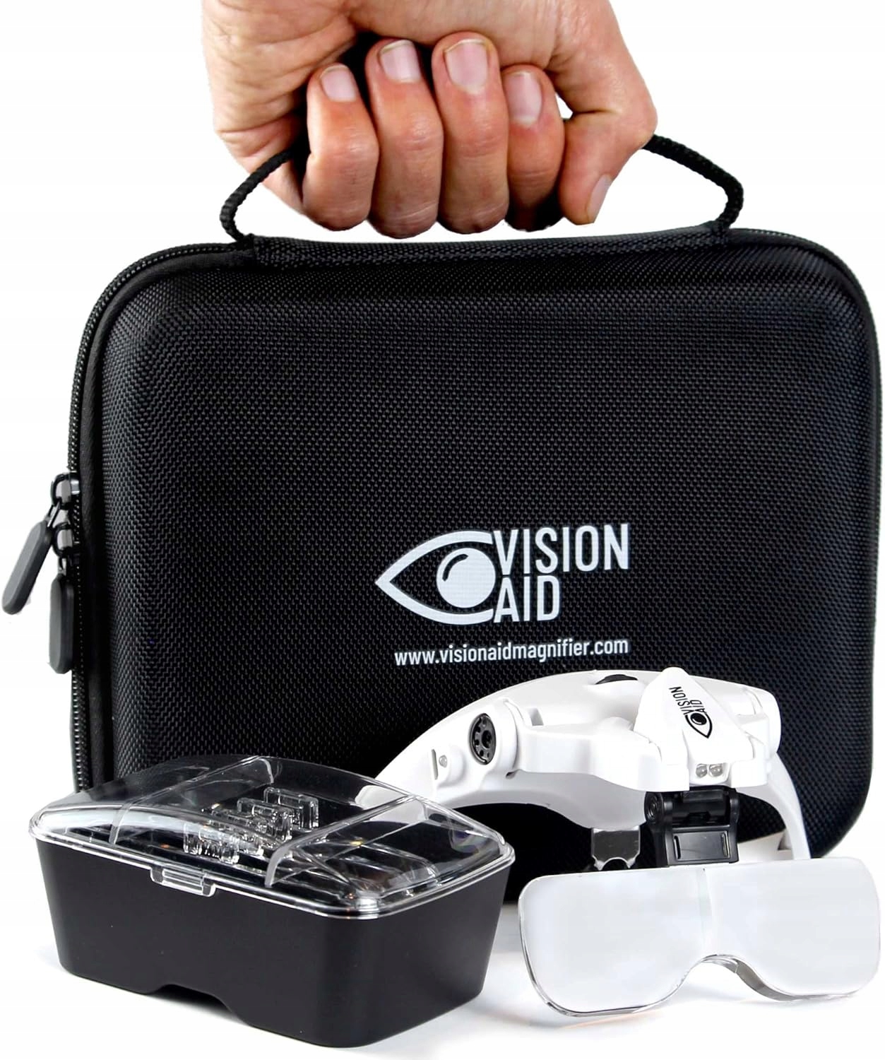 Okulary Powiększające Vision Aid 3,5x Lupa z Poświetleniem LED Etui Opaska