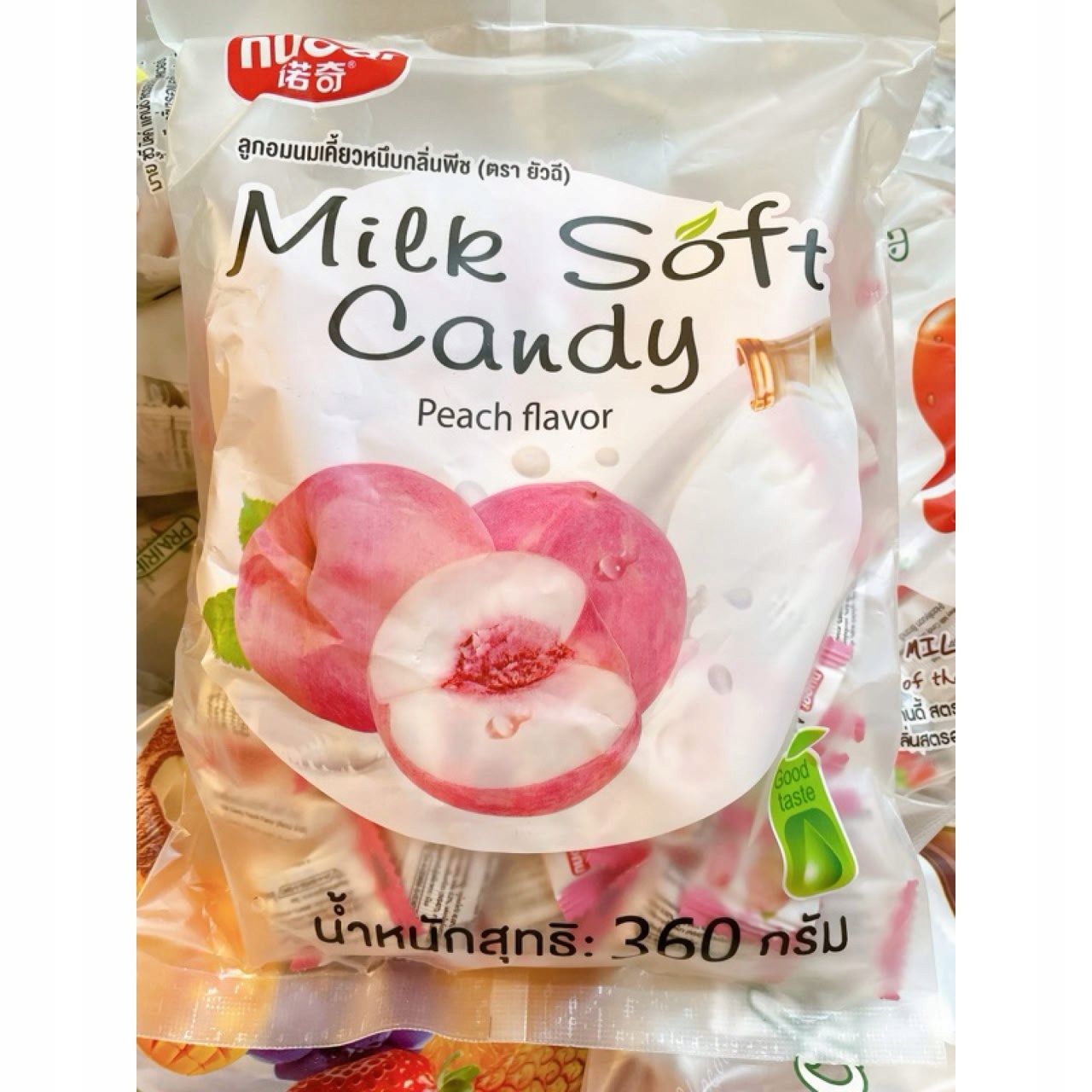 Nuoqi Thajské Chewy Candy Peach – Mléčné měkké Bonbóny Broskev 360 g
