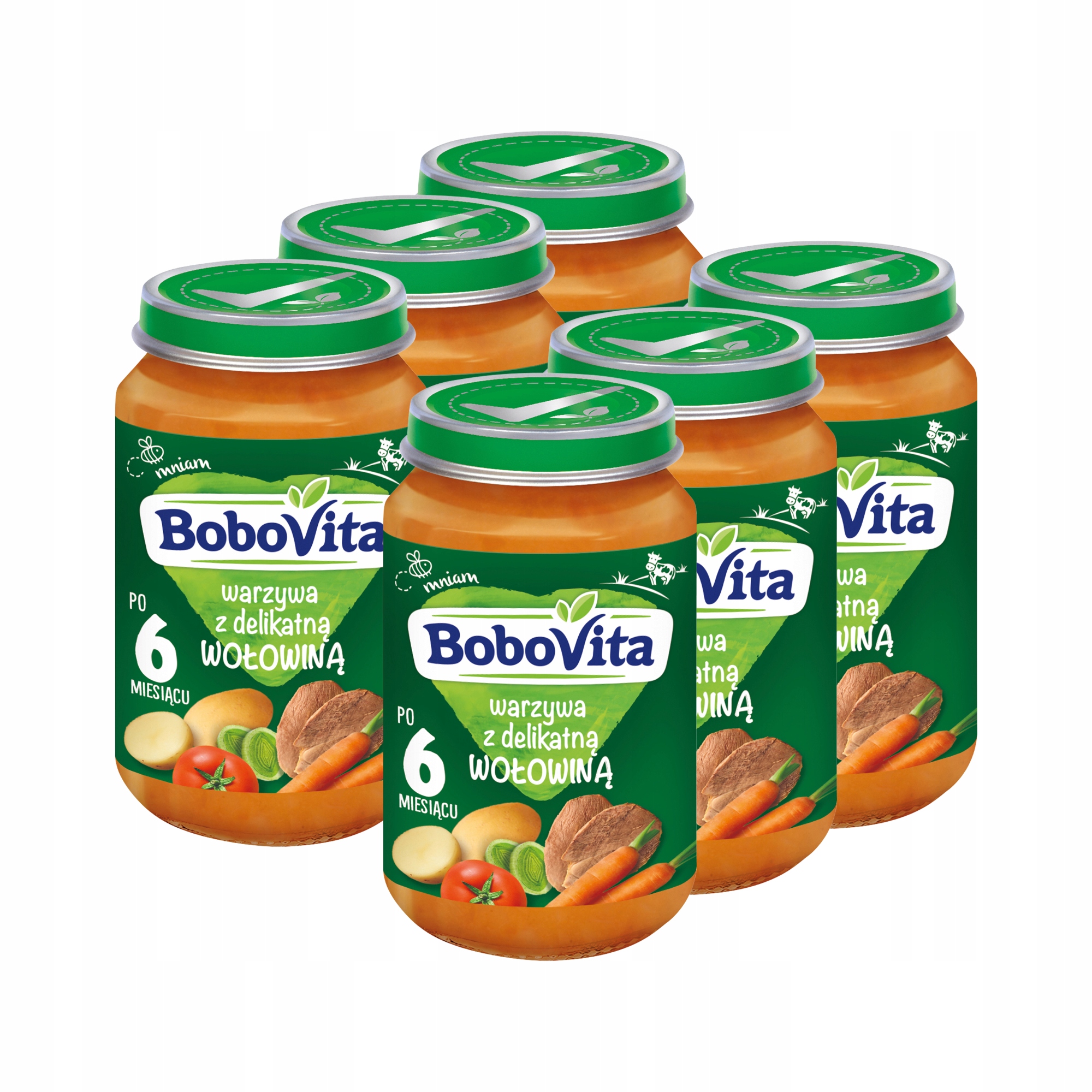 BOBOVITA Warzywa z delikatną wołowiną, 6x190g KD