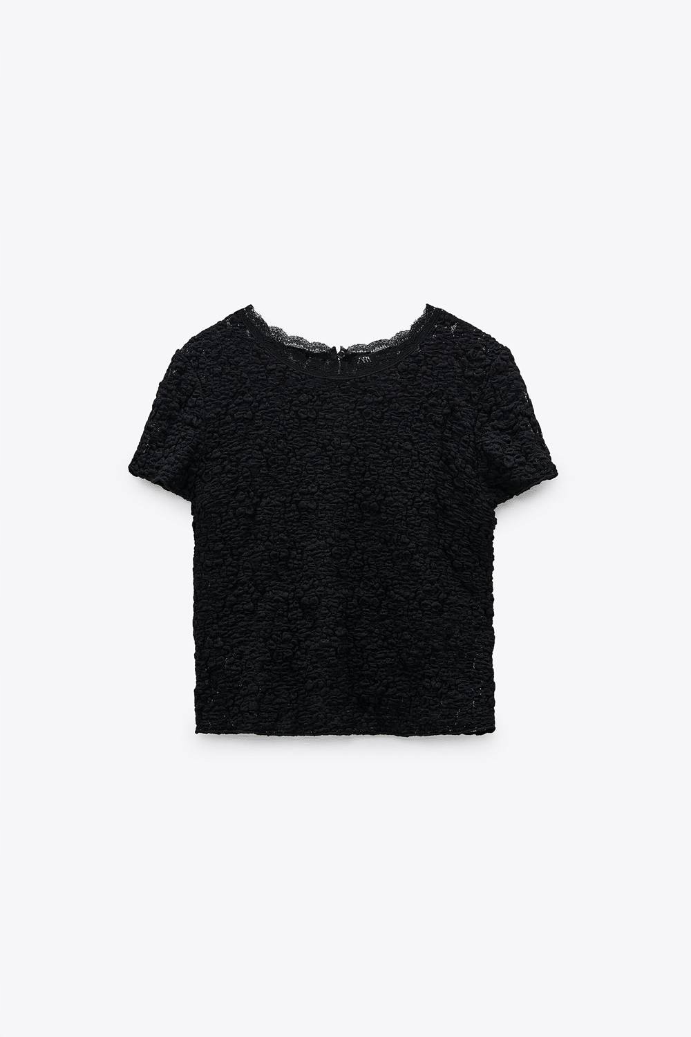 

Bluzka Zara Black Top damska krótka koronka r. S