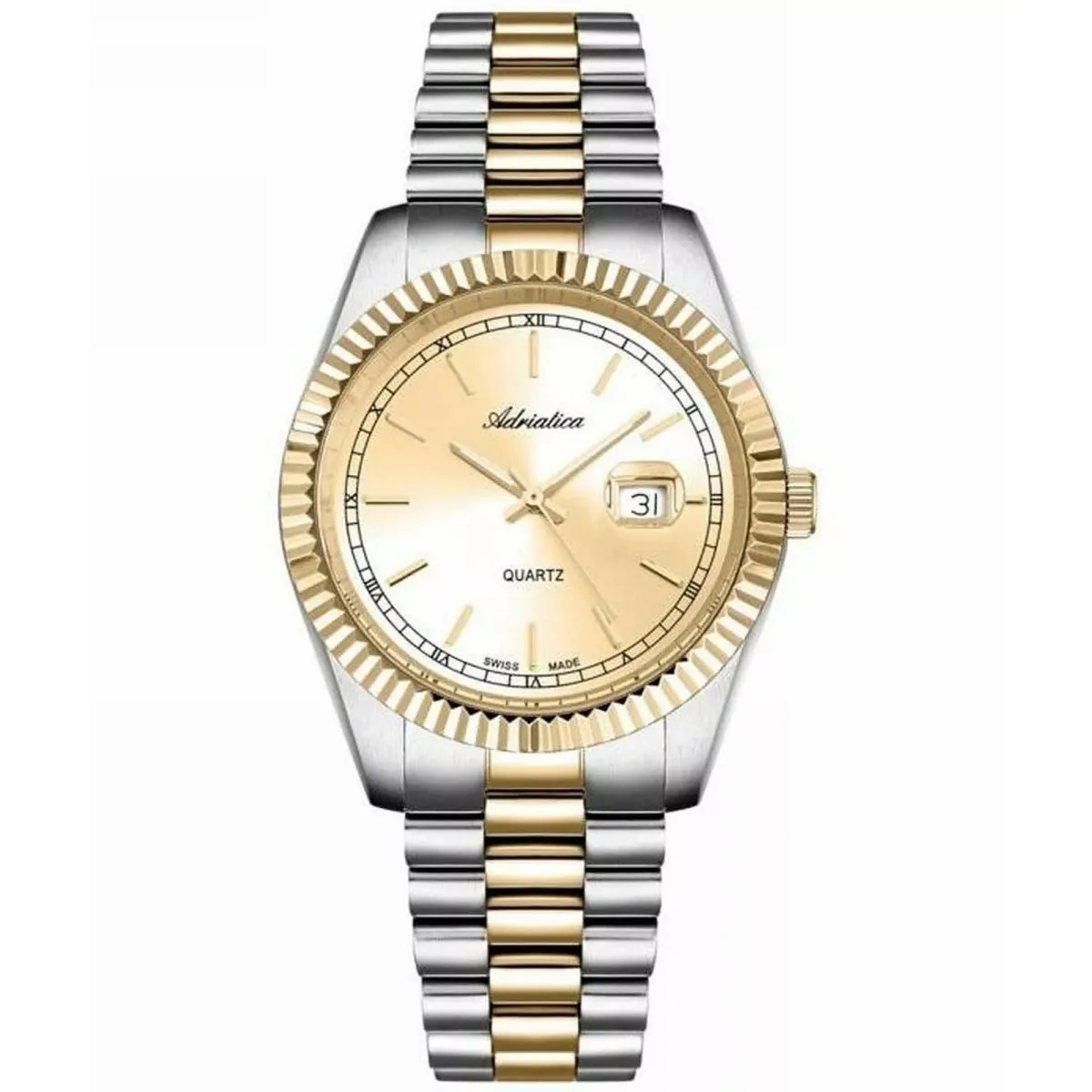 Adriatica Dámské hodinky stříbrno-zlaté s datumovkou A3090.2111QXL