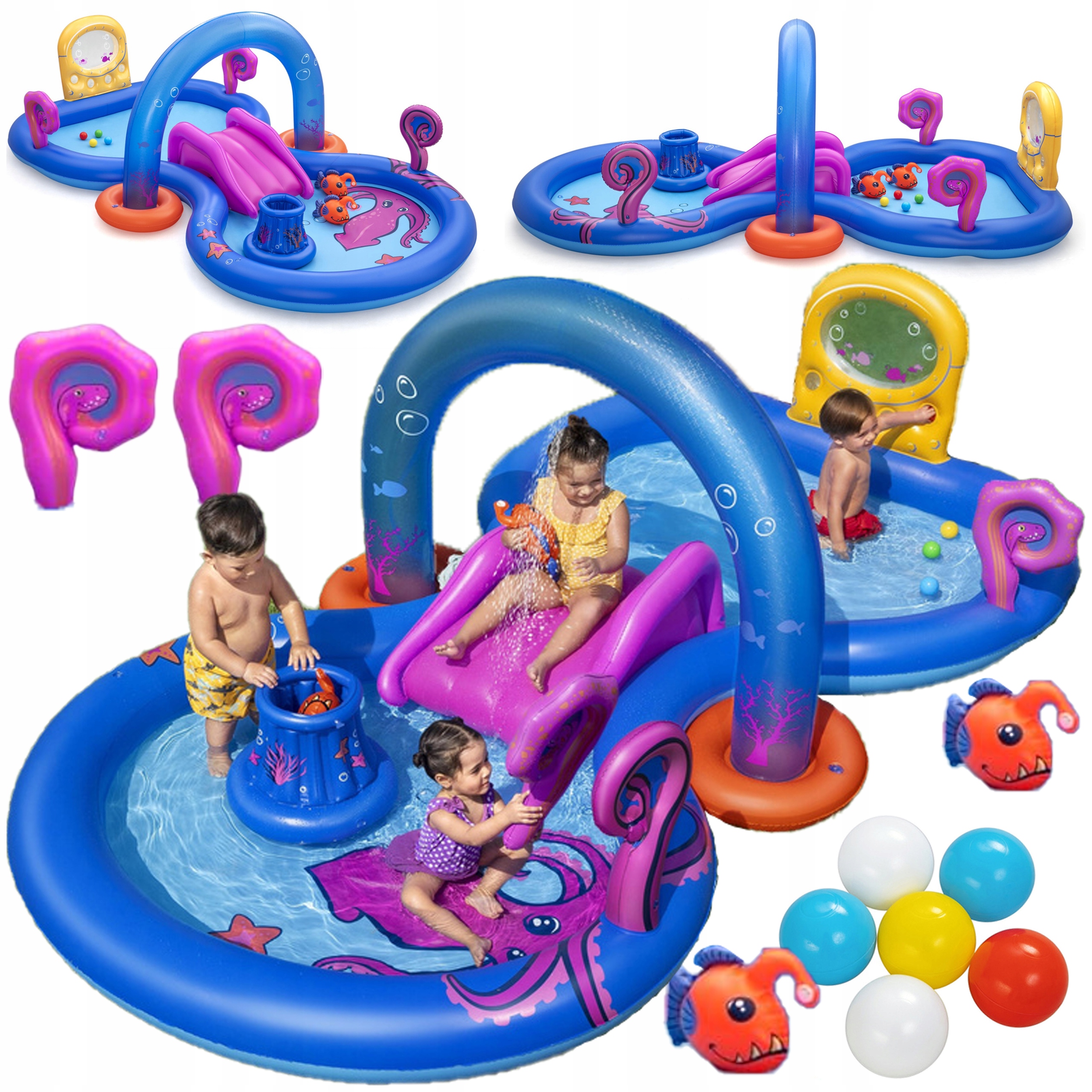 Vodné Detské Ihrisko Nafukovací Bazén Fontána Šmýkačka Hračky