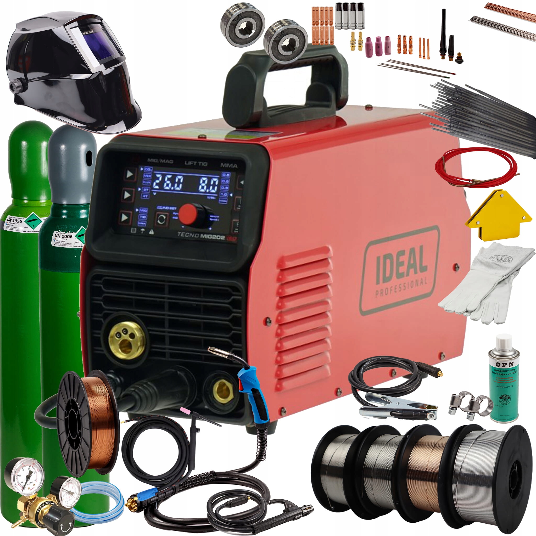 Migomat Svařovač Ideal Tecnomig 202 200a svařovací poloautomat sada 2 kusů