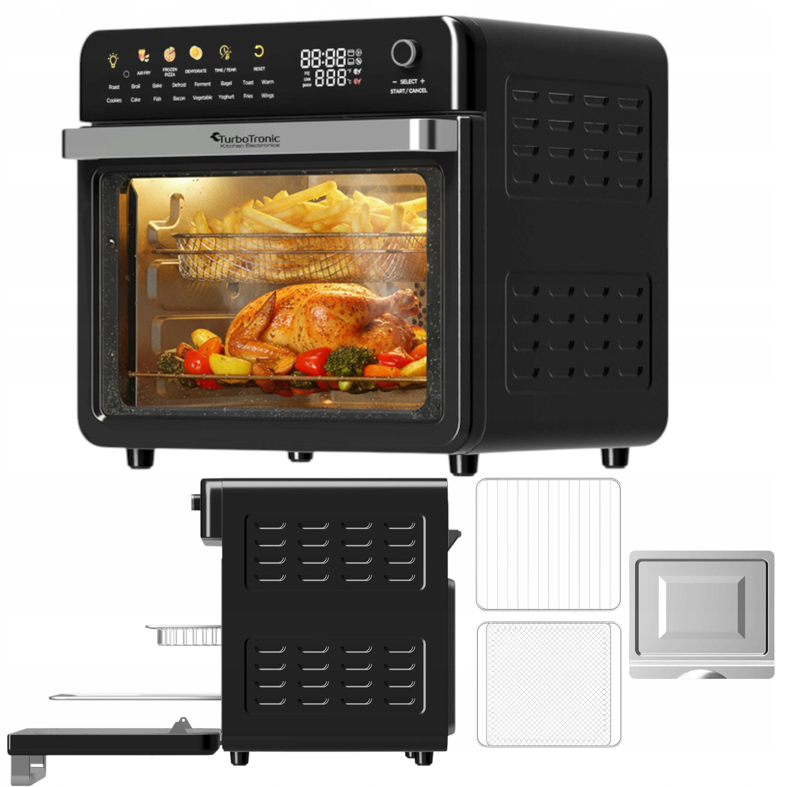 Piekarnik Elektryczny Z Funkcją Powietrznej Air Fryer Grill 40-230°C 34L