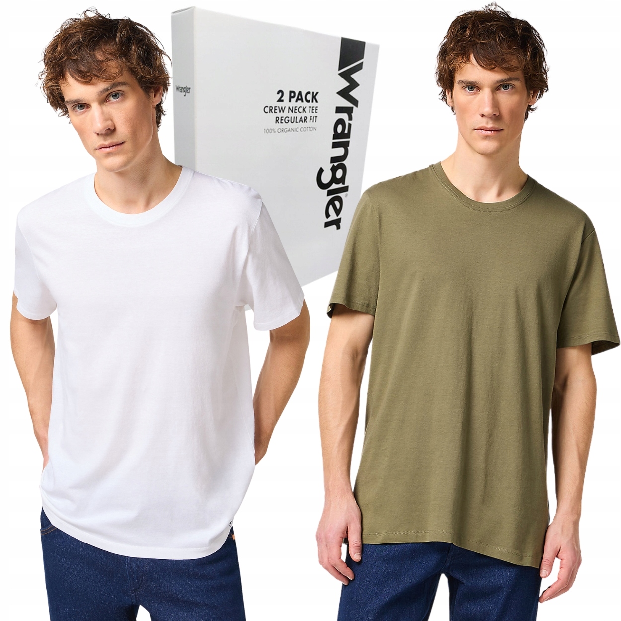 Wrangler 2 Pack Olive/White dvojbalení tričko 2 bavlněná trička krabička S