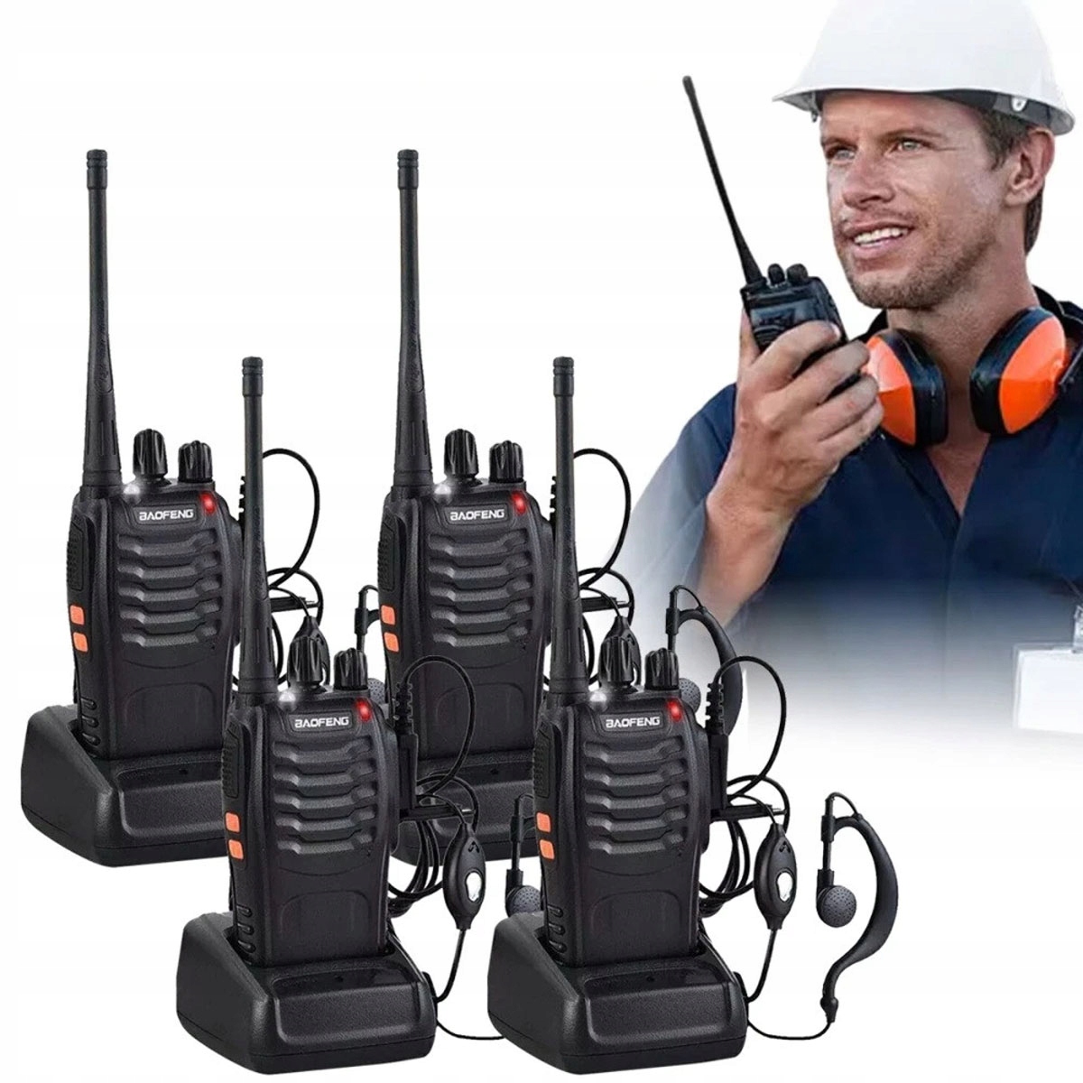 Krótkofalówki 4 X Walkie Talkie BF-88E Pmr BF88E Latarka Zestaw