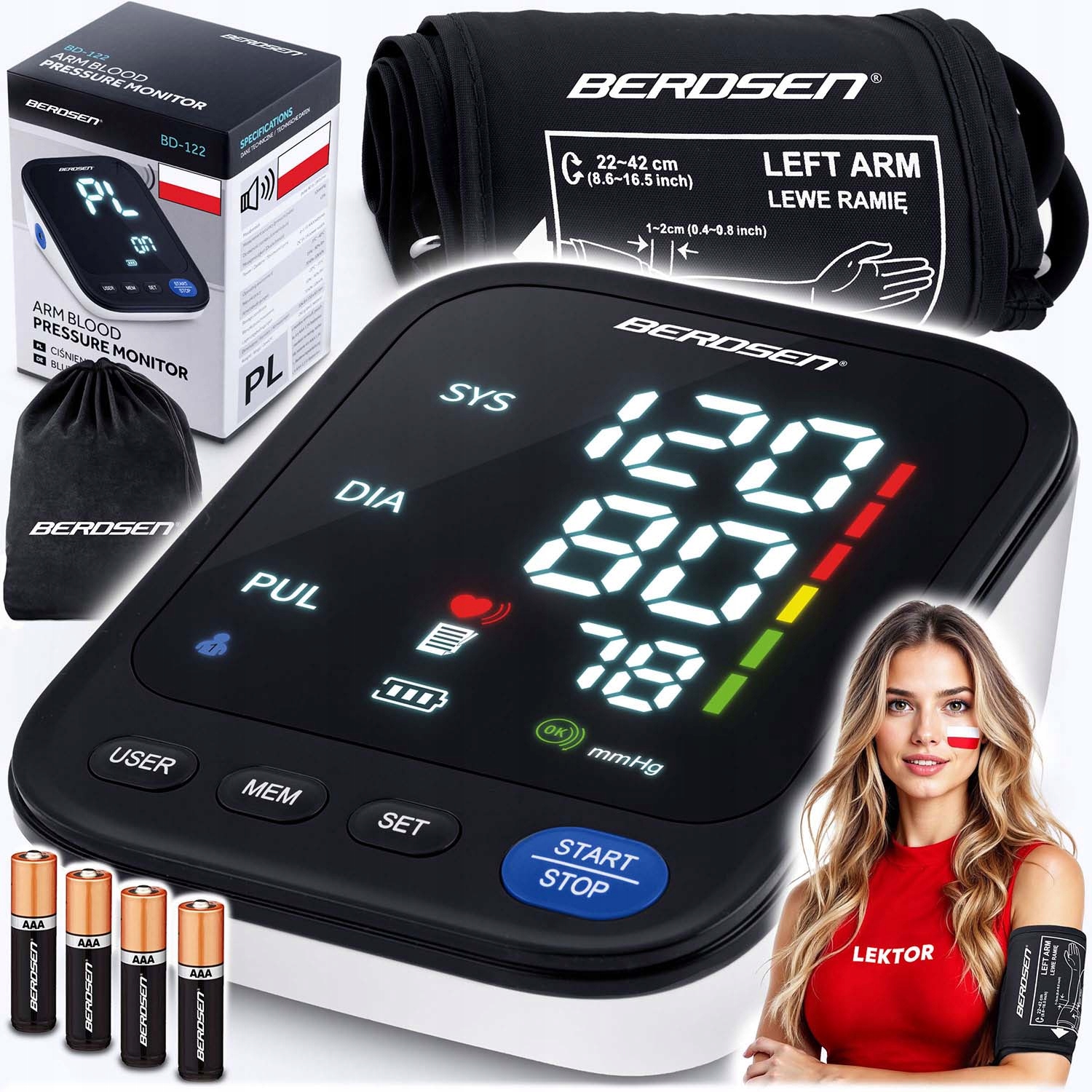 Ciśnieniomierz Naramienny Medyczny Polskie Menu Pomiar Ciśnienia BD-122