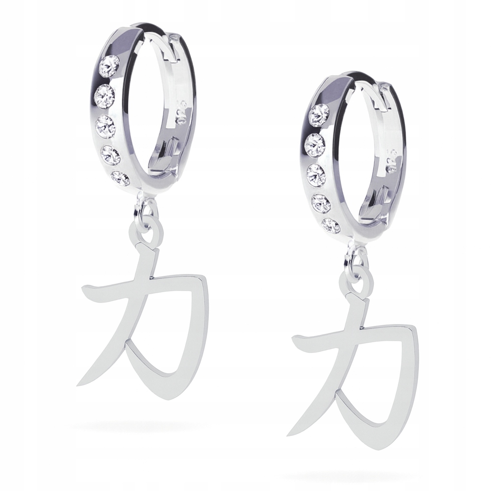 Kanji Japonský Znak Síly Síla Stříbrné náušnice pouta stříbro 925