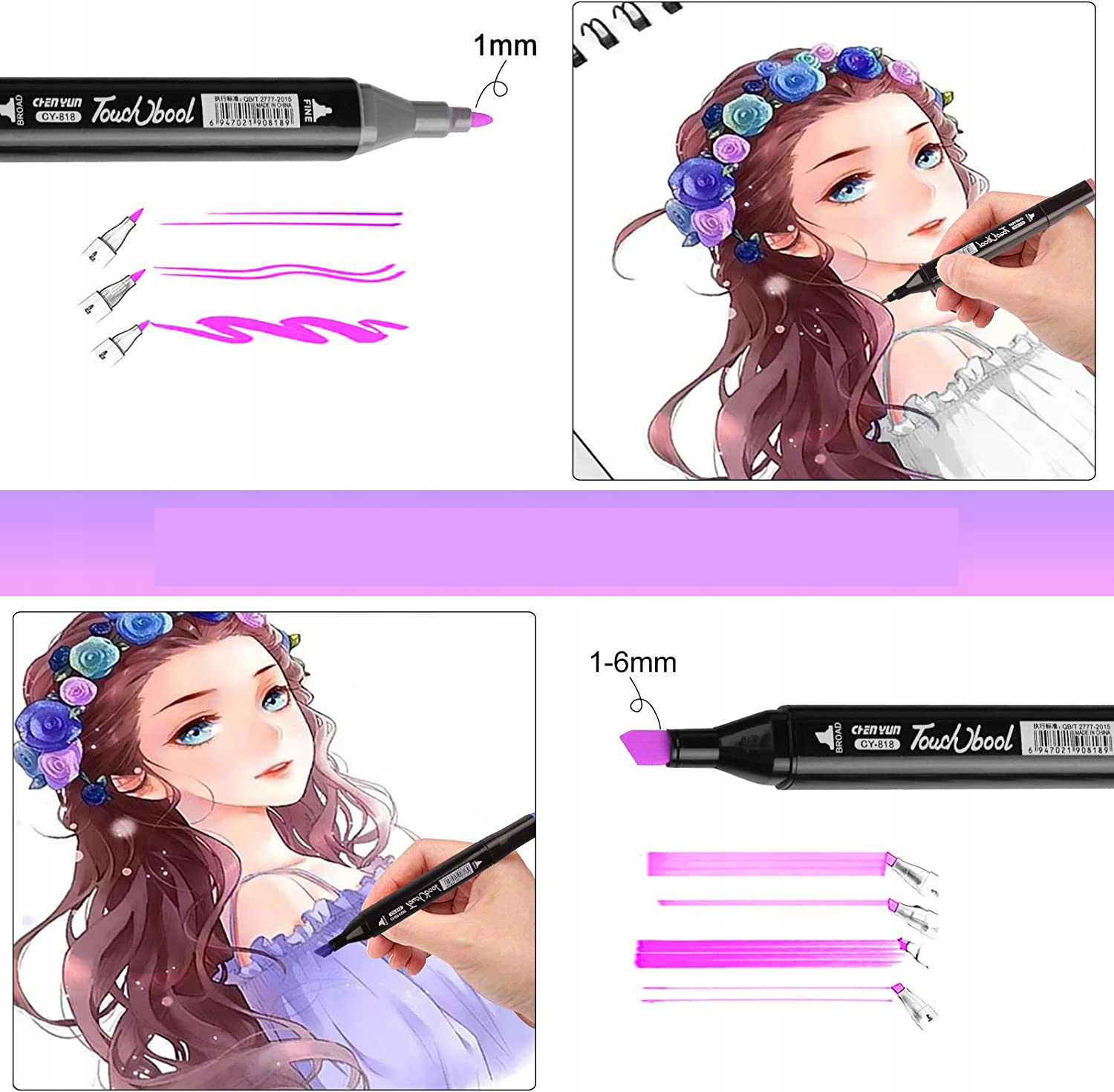 MARKERY ALKOHOLOWE DWUSTRONNE ZESTAW 60 SZT+TORBA Kolor czarny