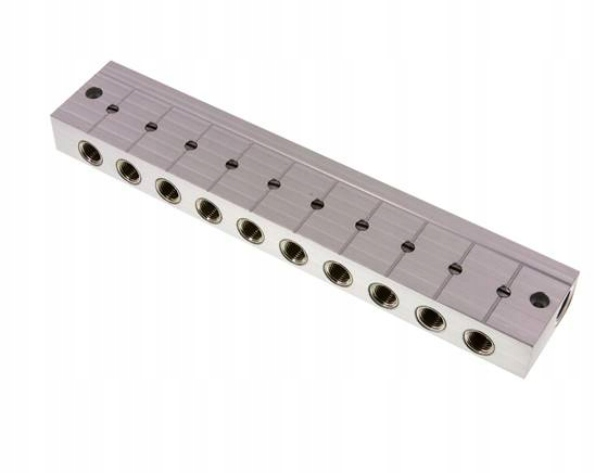 Rozdělovací lišta s kulovými ventily 2 x G 3/8" 10 x G 1/4"