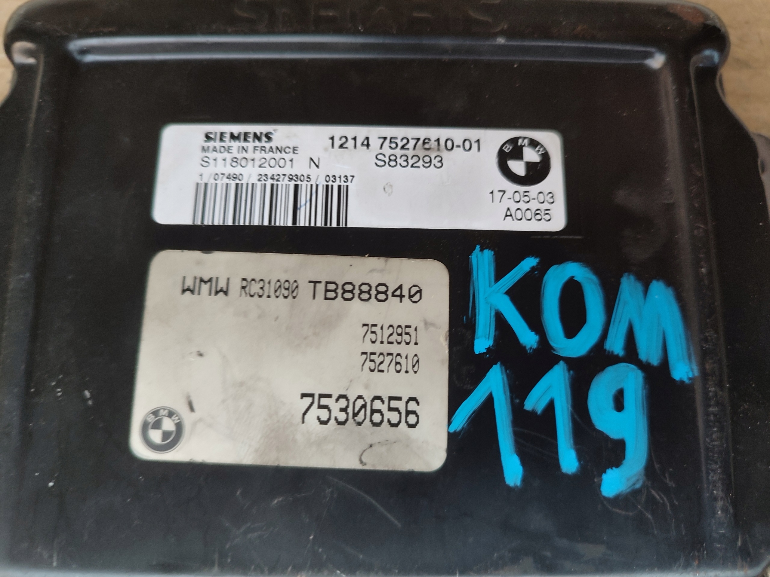 bedienteil des motors computer MINI COOPER R50 R52 1.6B 16V 7527610