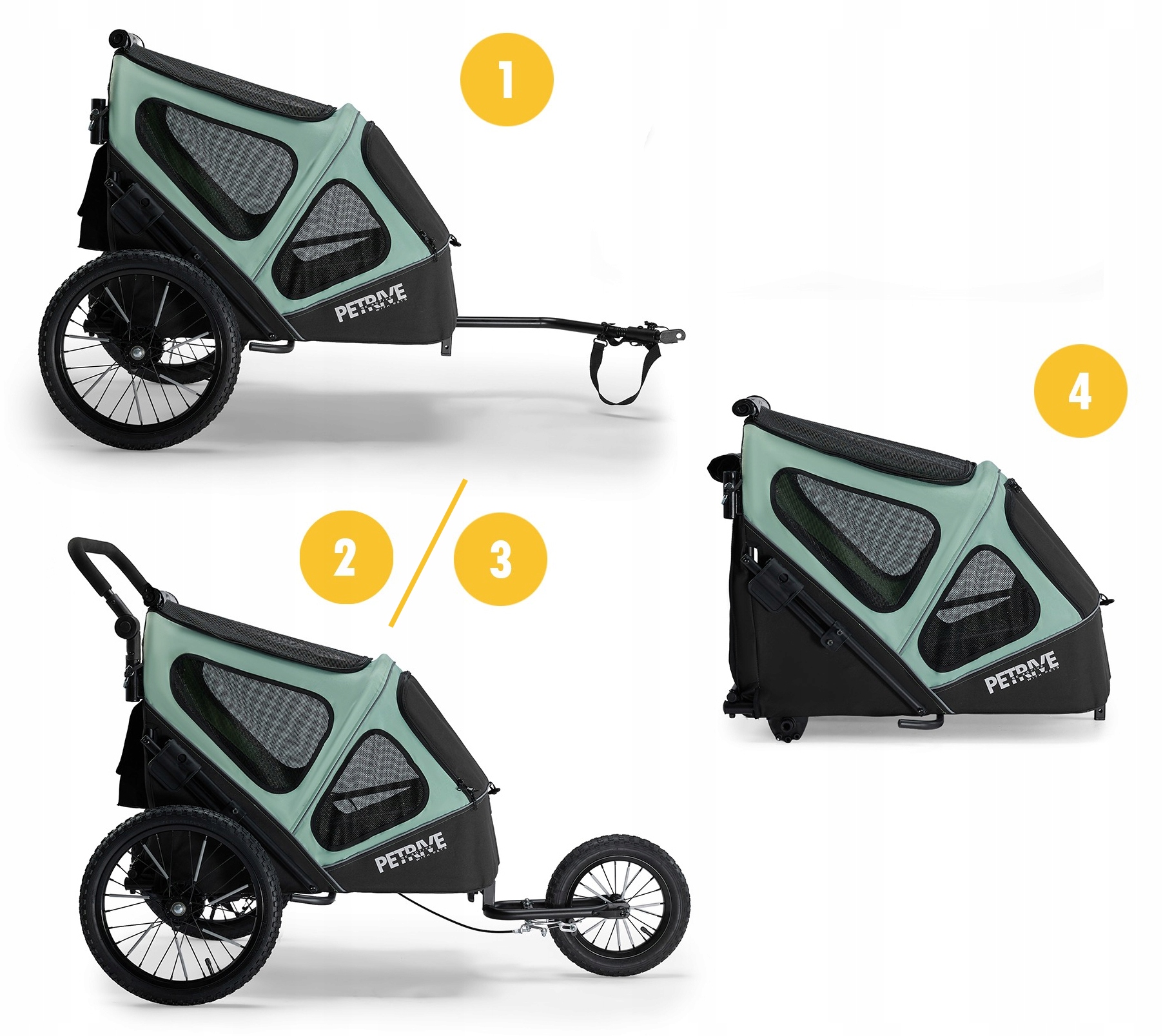 Petrive Přívěs na kolo pro psa Kočárek pro psy Velký přepravka do 30 kg