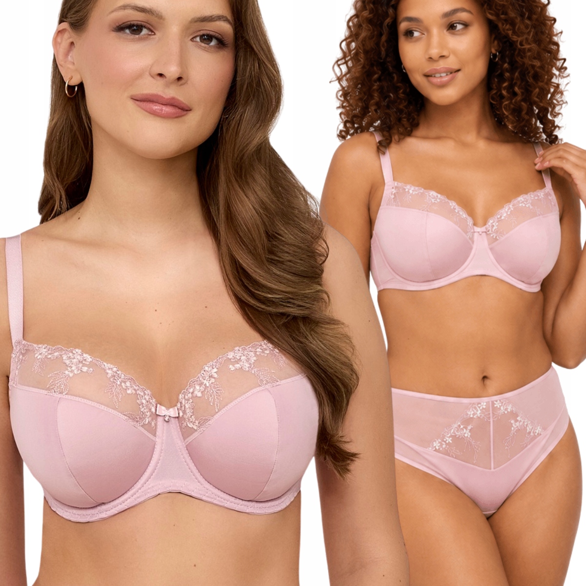 Polovyztužená podprsenka Ava 2215 blush pink vyšívaná pudrová růžová 80D