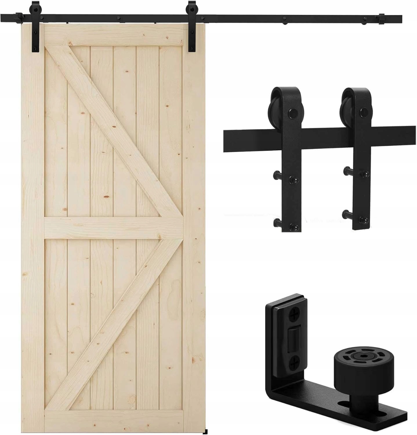 Sada posuvných dverí 200 CM čierna Lišta Loft Barn Door 2 M