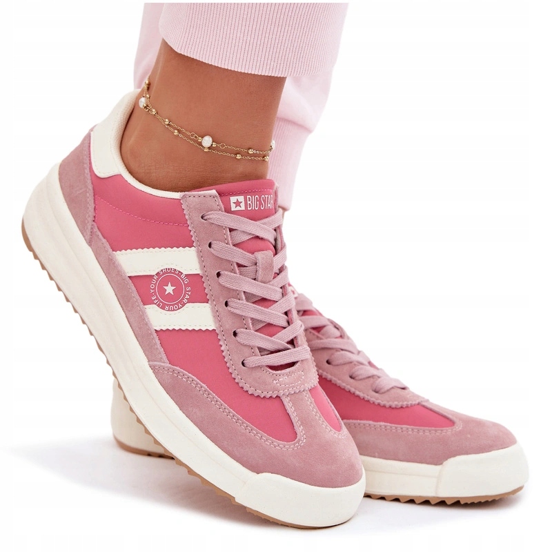 Dámské Šněrovací Nízké Tenisky Big Star TT274160 Růžové 41
