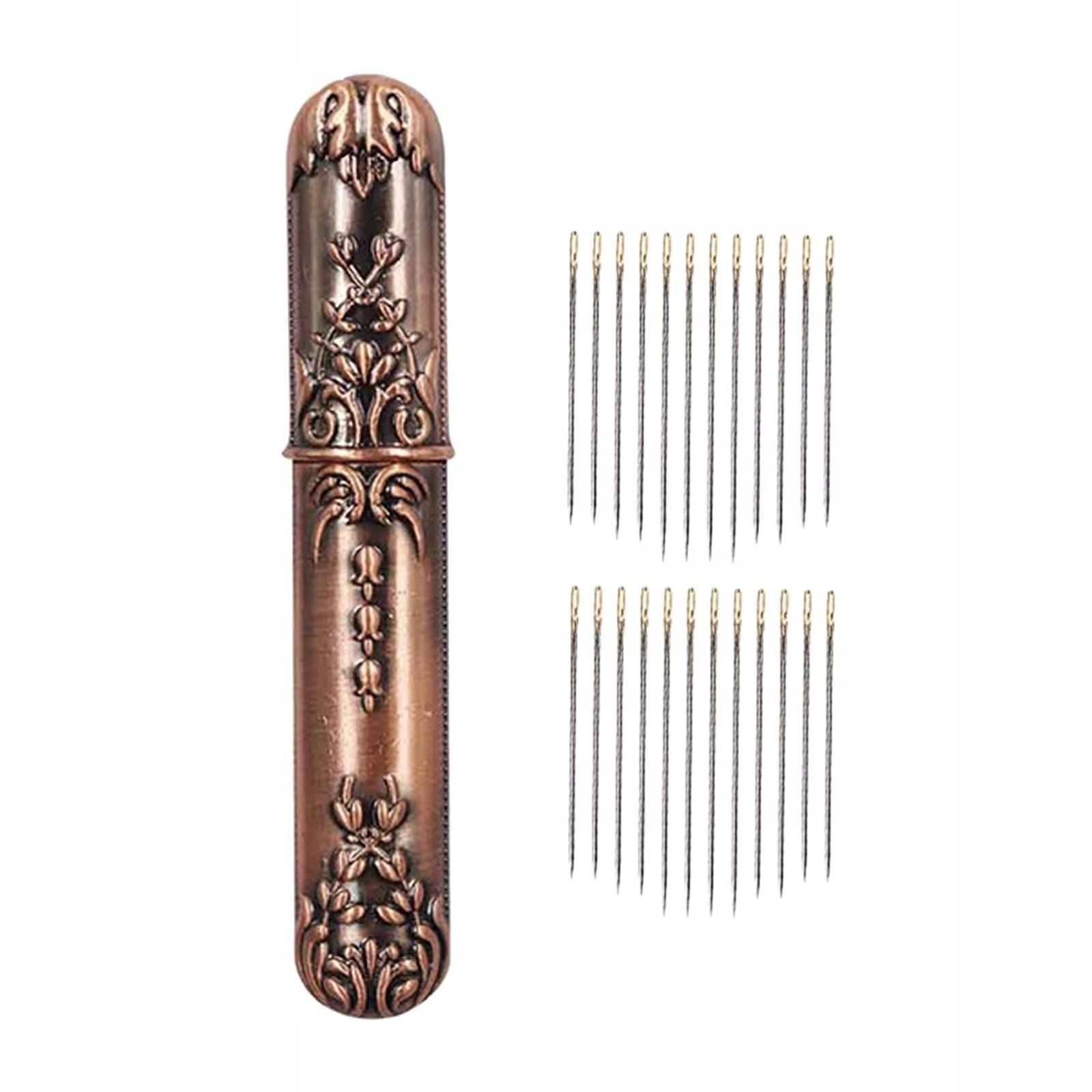 Self Threading Needles, 24 Pieces Large Eye Stitching Bronze 24Pcs Needles