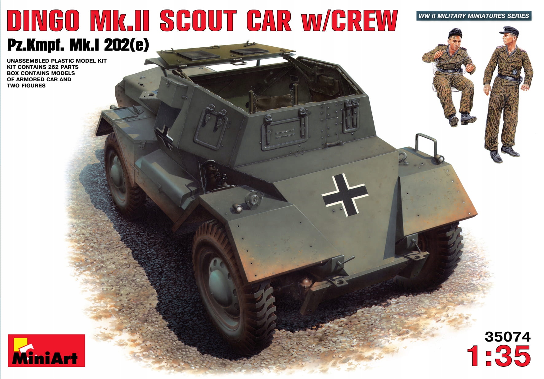 Dingo Mk.ii Scout Car W/crew Pz.kmpf. Mk.i 202(e) 1:35 MiniArt 35074