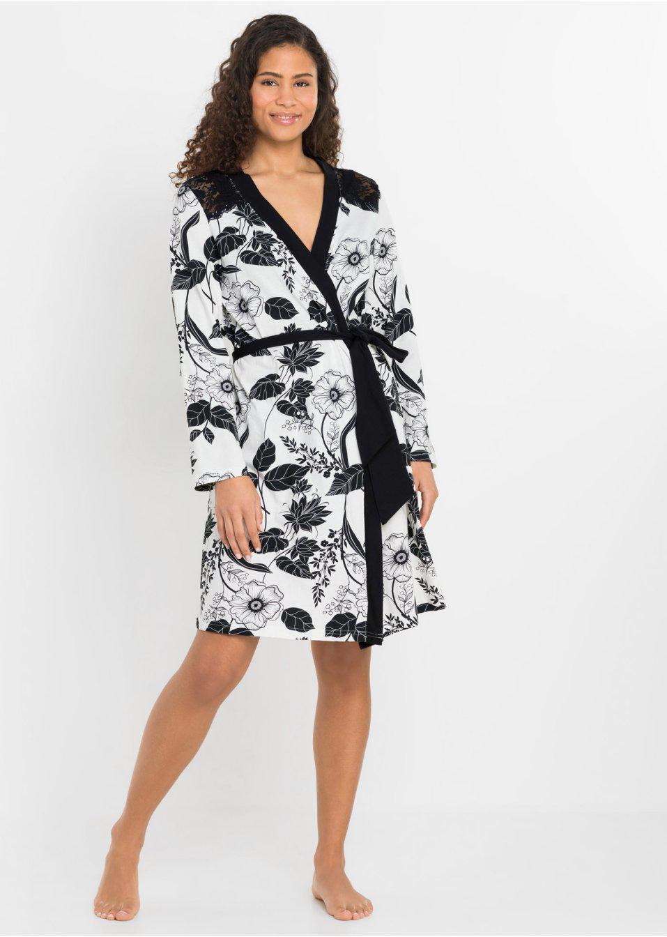 48 Bonprix WW SZLAFROK KIMONO Z WZOREM Rozmiar 48